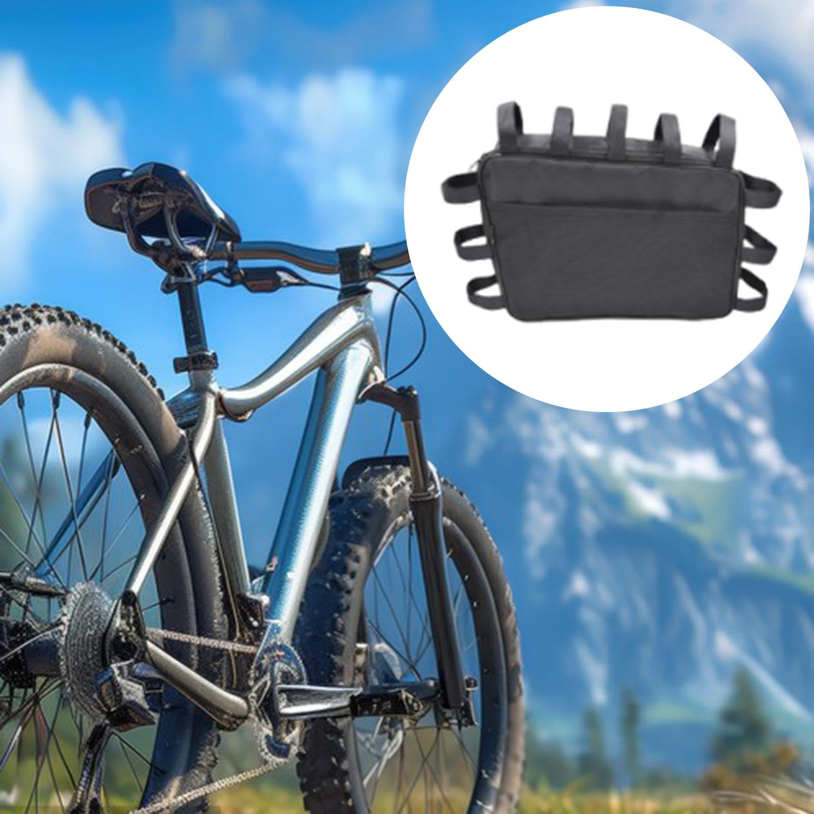 Bolsa para Cuadro de Bicicleta con Cierre Resistente al Agua Almacenamiento Multifuncional para Herramientas Y Accesorios Fabricada en Tejido Oxford