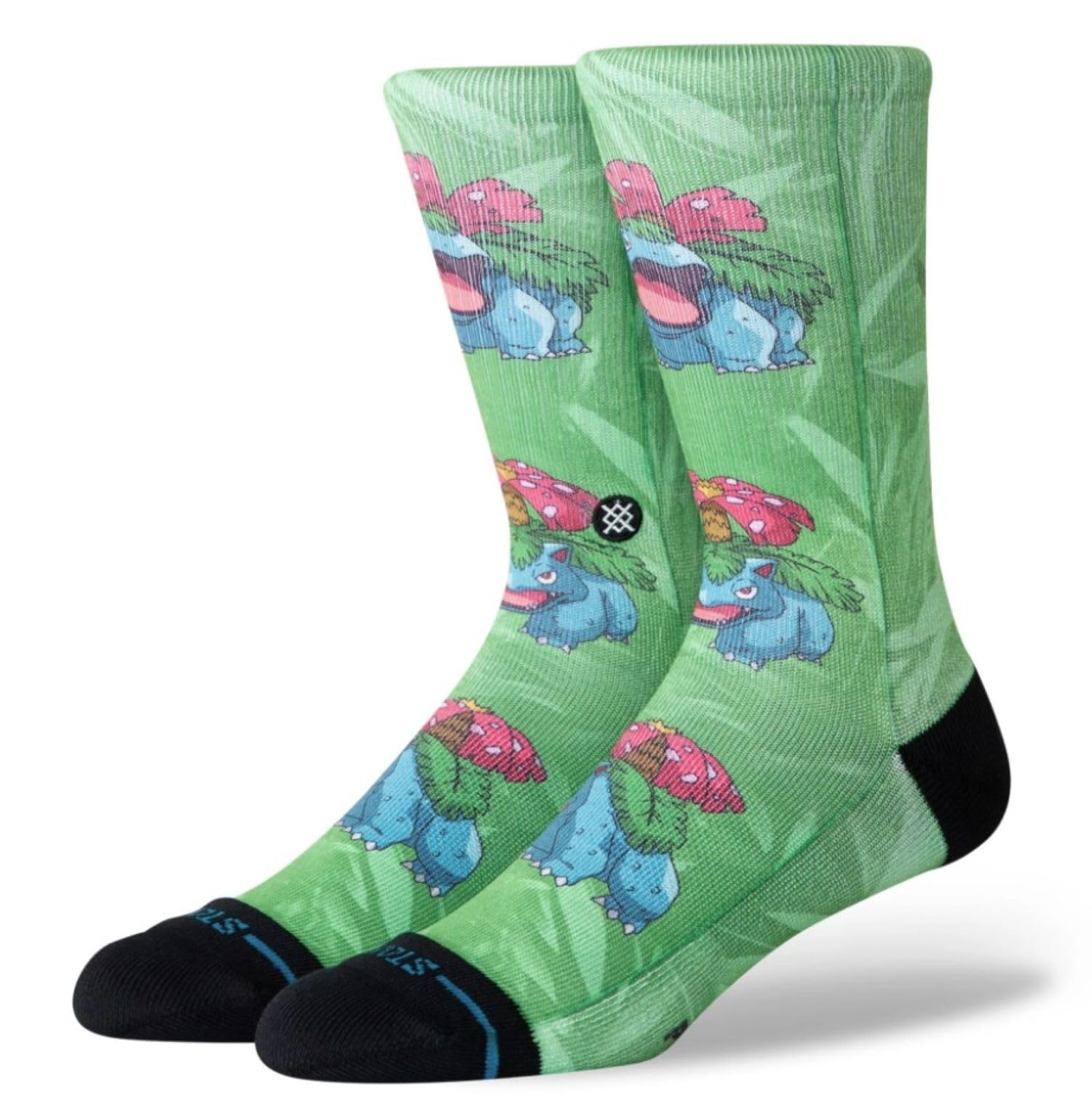 Stance Unisex Green Venusaur Crew Socks Pokemon Patterned Calf Socks Medium