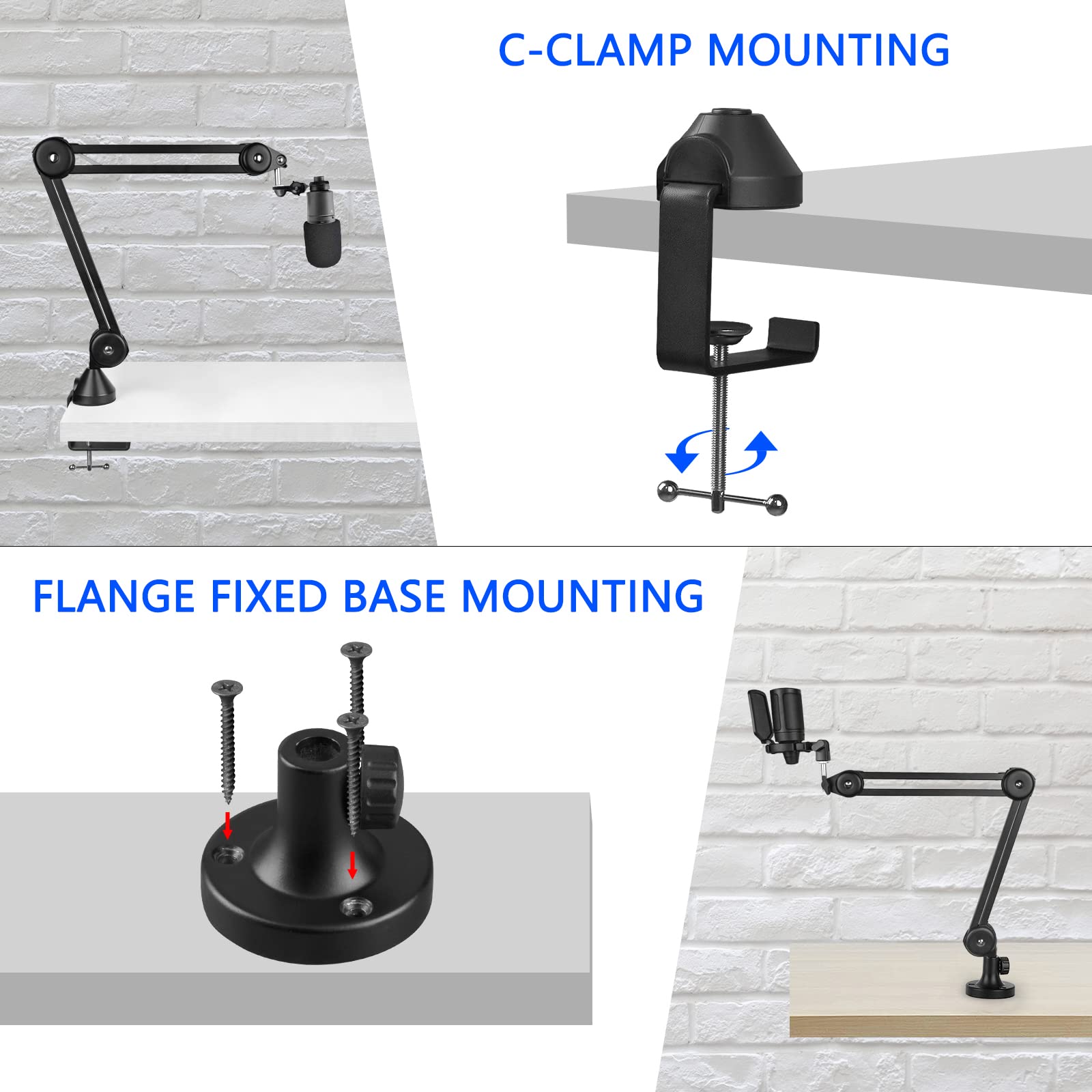 Geekria Bras de Microphone pour créateurs Compatible avec Fifine K669, K670 AmpliGame A6 - Adaptateur de Bras de Micro avec Bride de Table, Support de Suspension, Support de Montage de Bureau