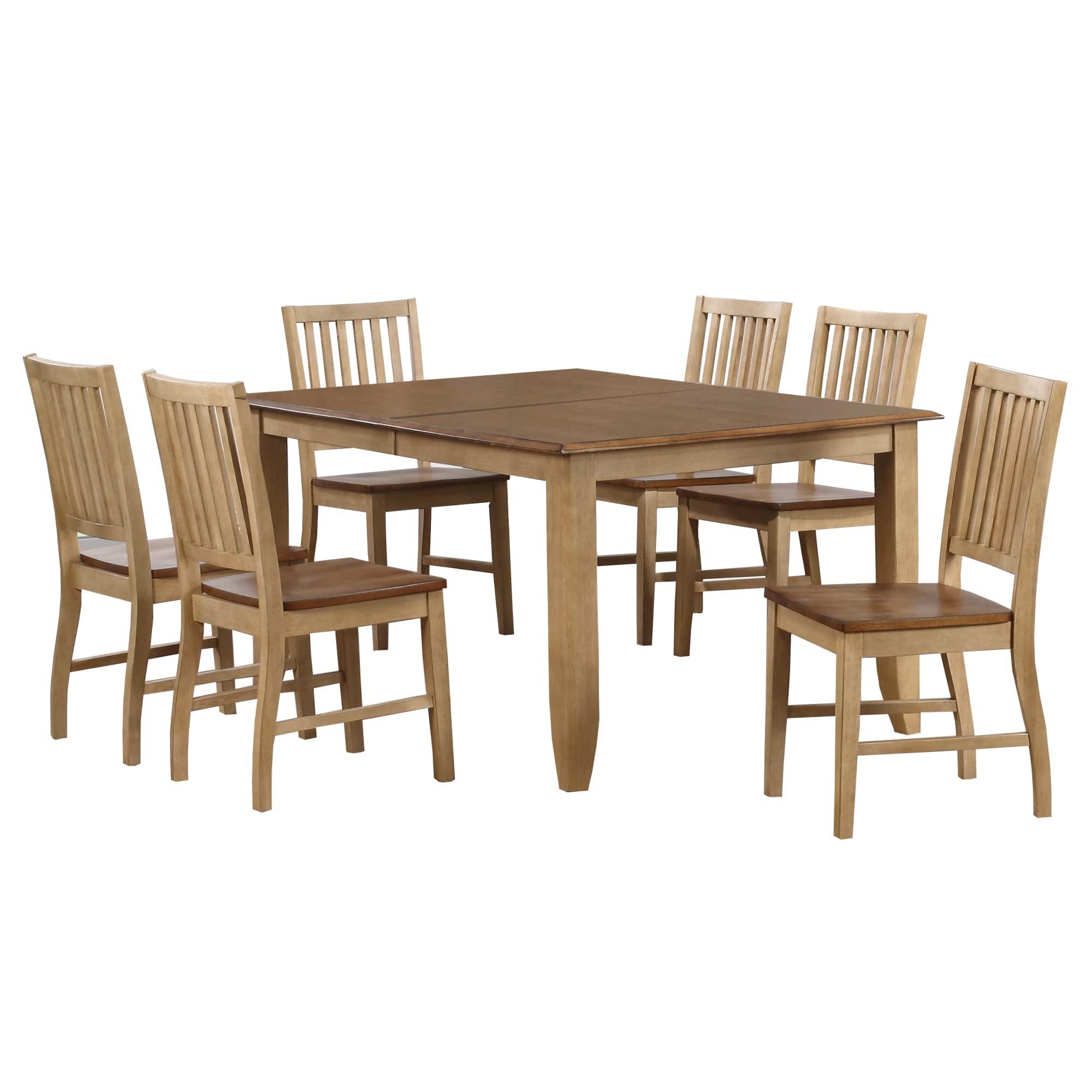 Sunset TradingBrook Dining Set, Large, Two Sizes, Distressed Tone Light Creamy Wheat with Warm Pecan Finish top