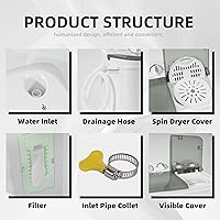 Vista 5 de Elevon Lavadora Portátil de Doble Tina de 9.9 Libras de Capacidad, (7.7 Libras) y Centrifugadora (2.2 Libras) Combo Mini Lavadora Compacta