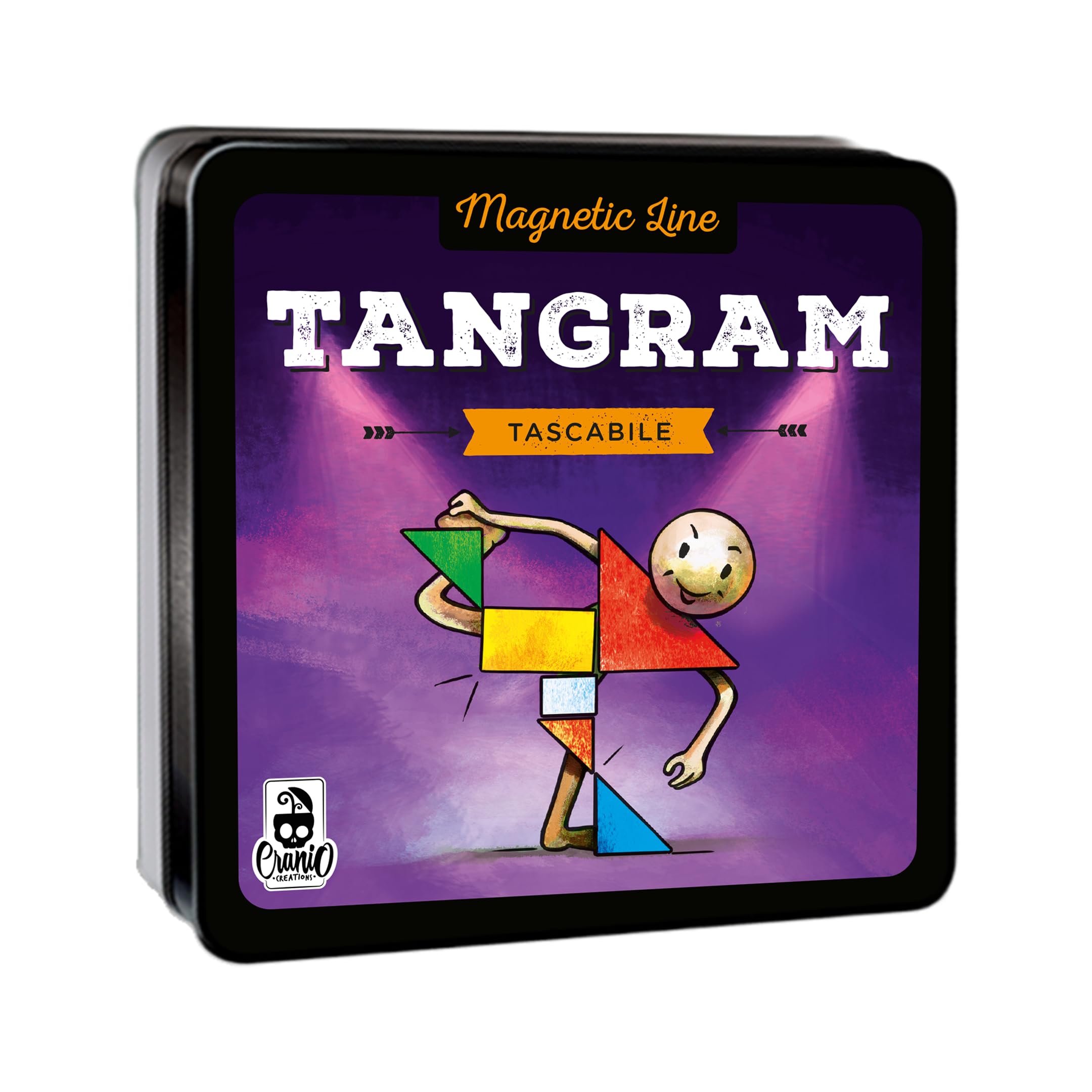 Cranio Creations - Magnetic Line, Tangram - Świetny klasyk w wersji kieszonkowej i magnetycznej, 1 graczy - 5 minut - gra dla rodzin i przyjaciół, wiek 4+ - wydanie włoskie