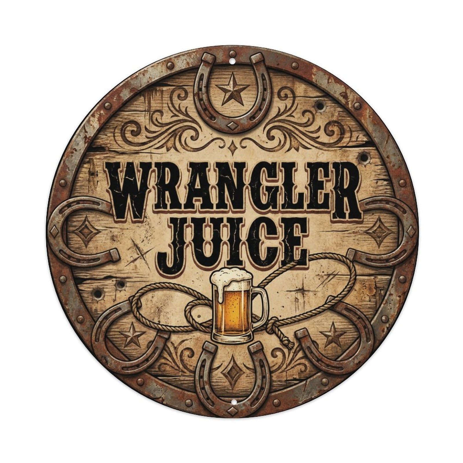 Vintage Beer Western Cowboy Wrangler Juice Retro Bar for Pub Metal Tin Sign