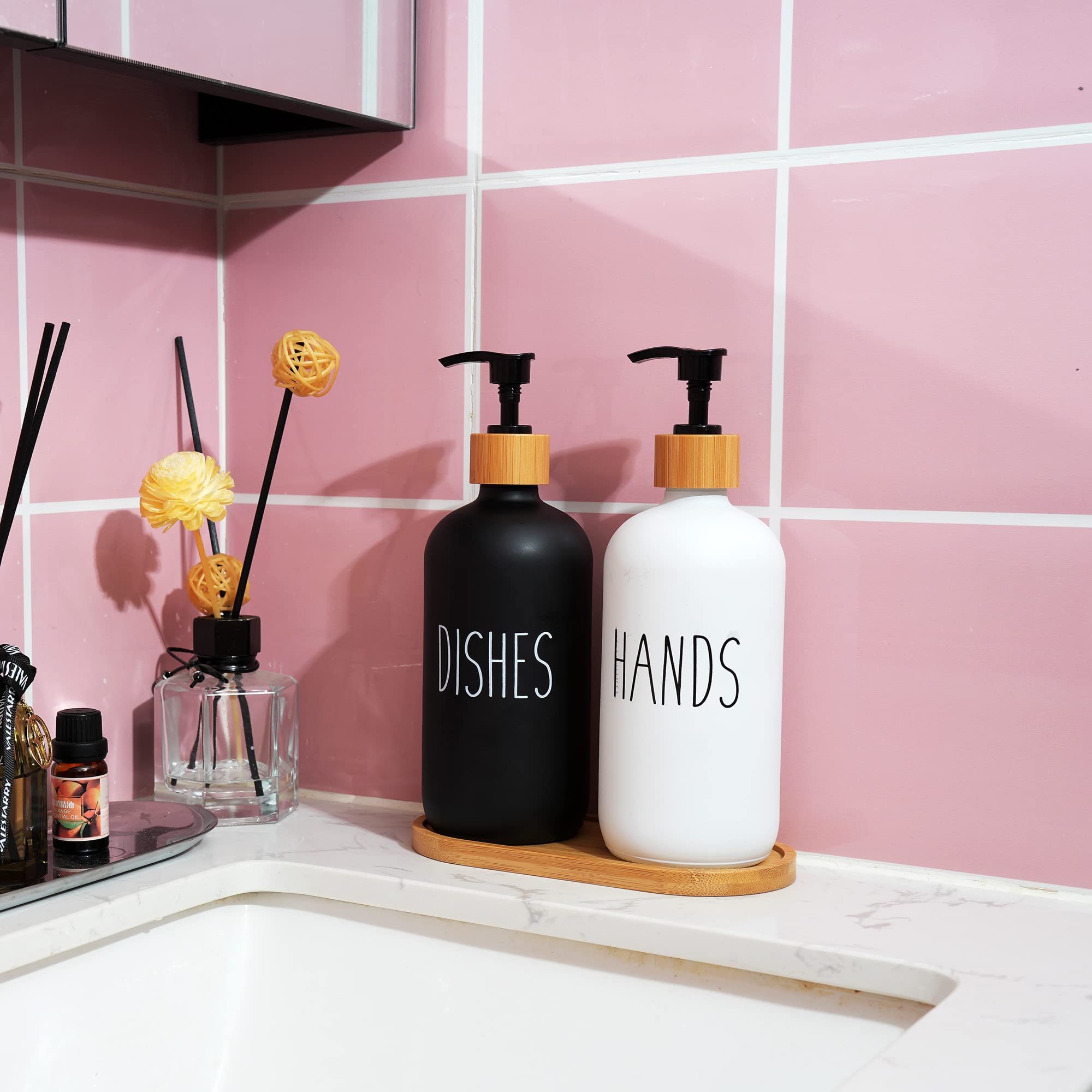 2-pack glazen zeepdispenser flessen met pomp keuken handzeepdispenser
