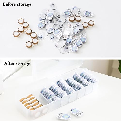 Miniatura 3 de Cajas diarias para lentes de contacto, 2 unidades, de gran capacidad, desechables, para lentes de contacto con ojos, caja organizadora, caja de