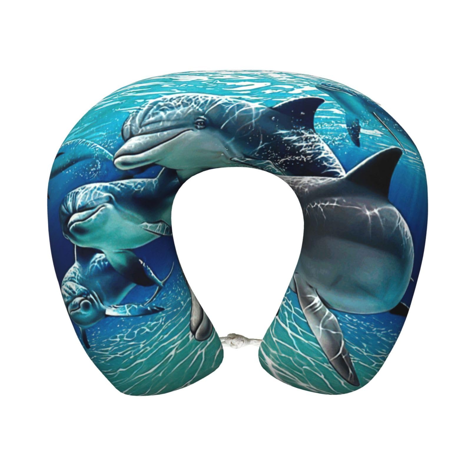yagDAA Dolphins Print U-Shape Travel Neck Pillows Memory Foam Neck Pillow For Airplane Car Office Sleeping Rest