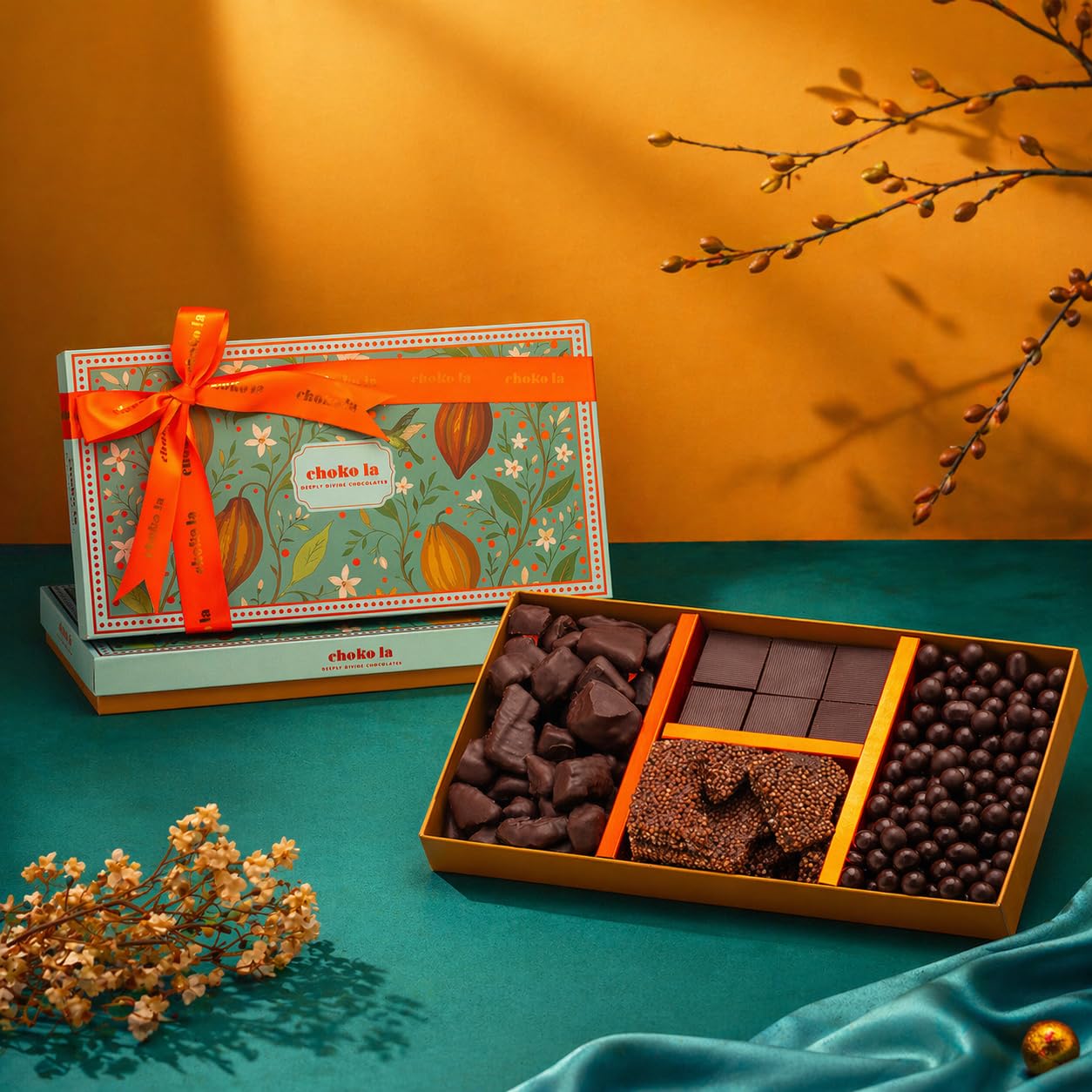 Chokola Harmony Chocolate Hamper- 420G | Assorted Flavours Chocolates with Coated Almonds & Nuts | Premium Chocolate Gift Box for Festivals & Special Occasions-image-1