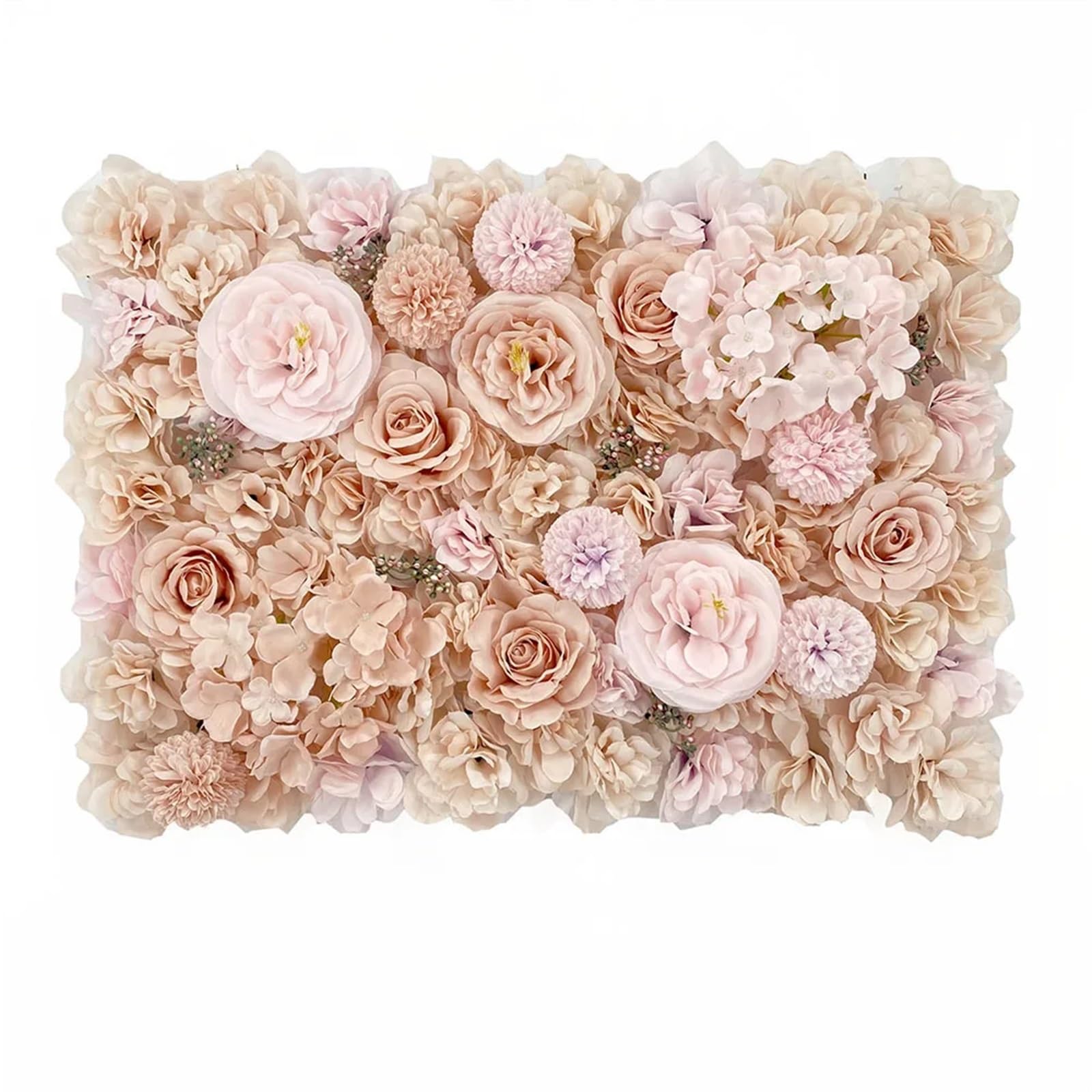 Künstliche Blumenwand Panel Künstliche Blumen-Wandpaneel, Blumenhintergrund, Rose, Hortensie, geeignet for Party, Hochzeit, Brautparty, Outdoor, Heimdekoration(Beige)