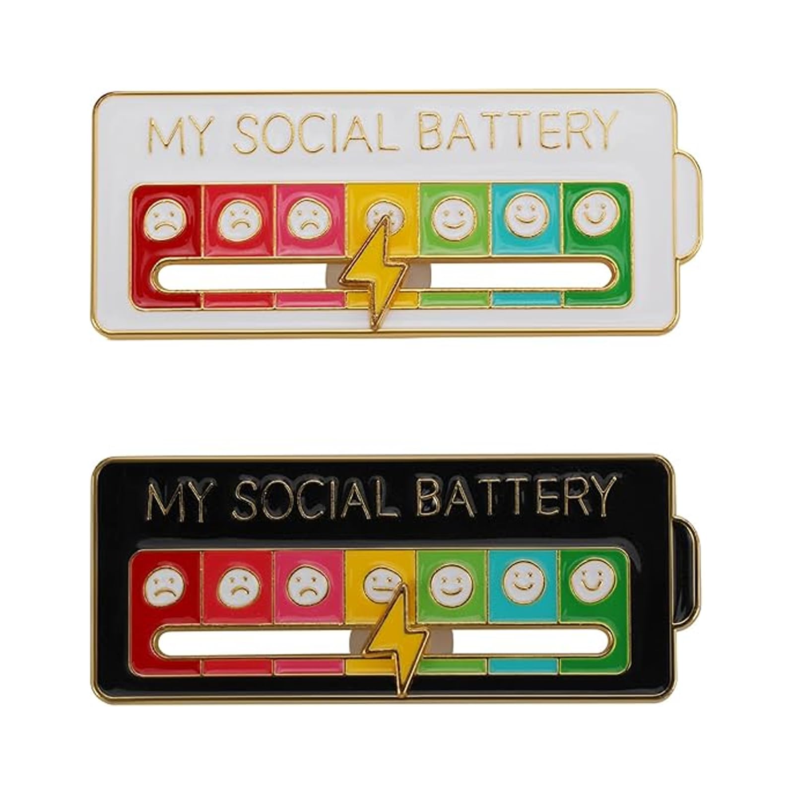 Medidor de Estado de Ánimo, 2 Piezas Batería Social & Insignia, Broche para Mochila