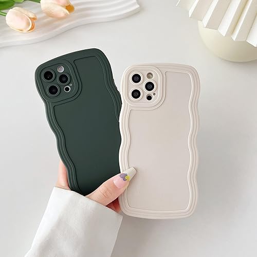 Miniatura 3 de Caseative Marco ondulado rizado de color sólido suave compatible con iPhone (amarillo, iPhone 12 Pro)