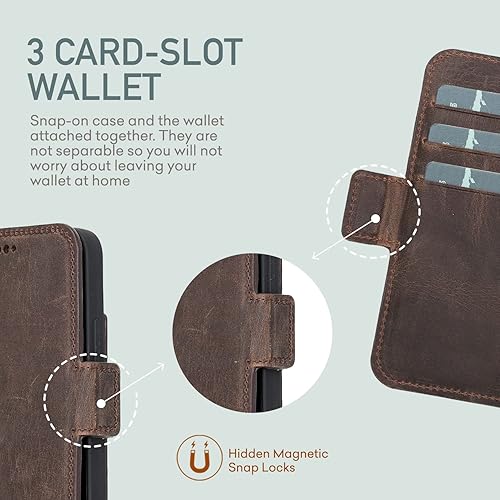 Miniatura 5 de Bayelon Funda para iPhone 13 Mini de 5.4 pulgadas, funda de cuero de grano completo, funda magnética con ranuras para tarjetas, soporte para iPhone