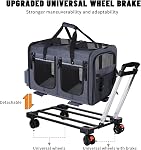 Pet Transporteur avec roues, sac de voyage roulant pour chats et chiens, gris, mesh Windows, poignée télescopique, poches de rangement