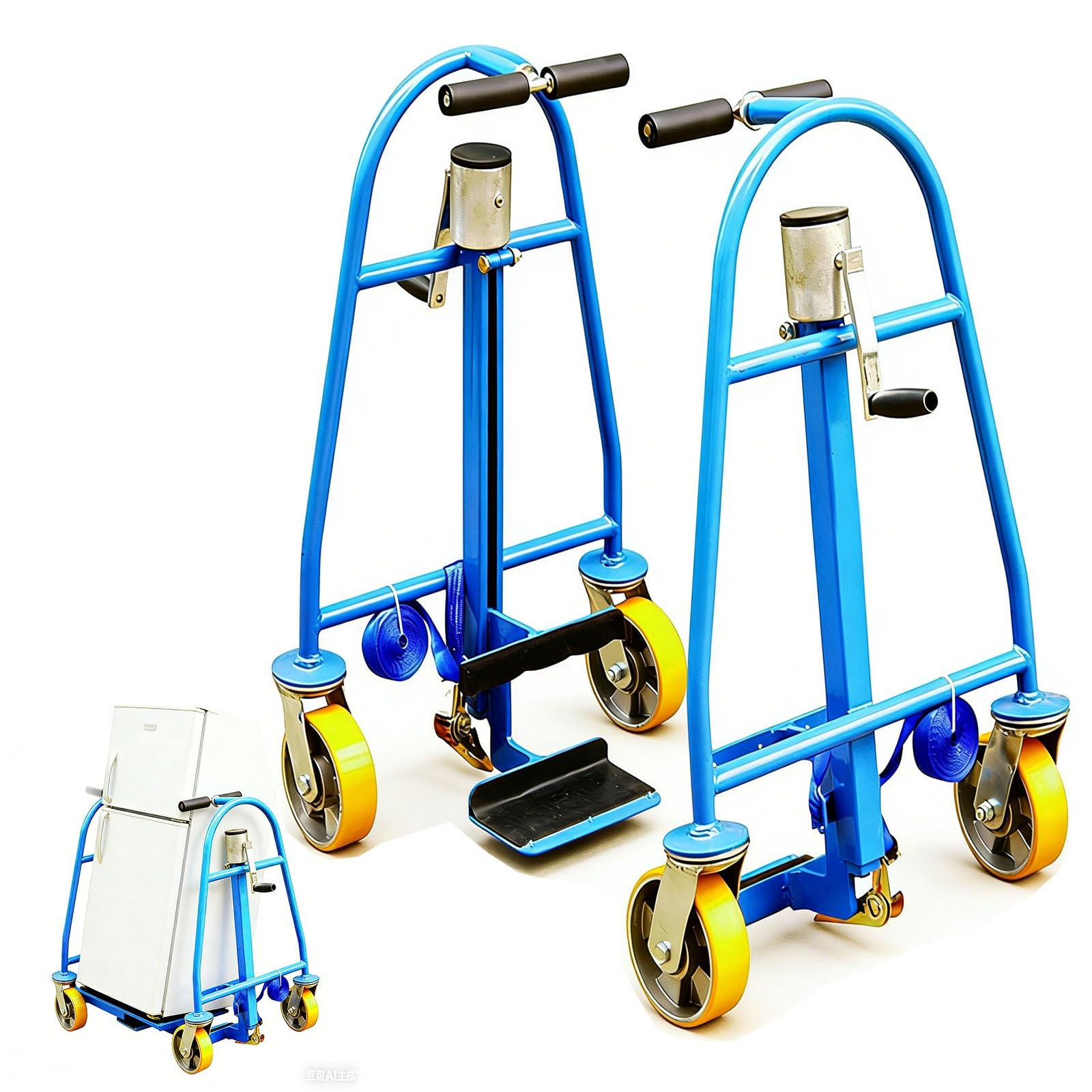 Mouveur de meubles robustes 600kg Capacité de charge, 4 roulettes pivotantes pour le transport de caisse d'appareil de canapé, camion portable à main avec plaques de levage et sangles, outil de déplac