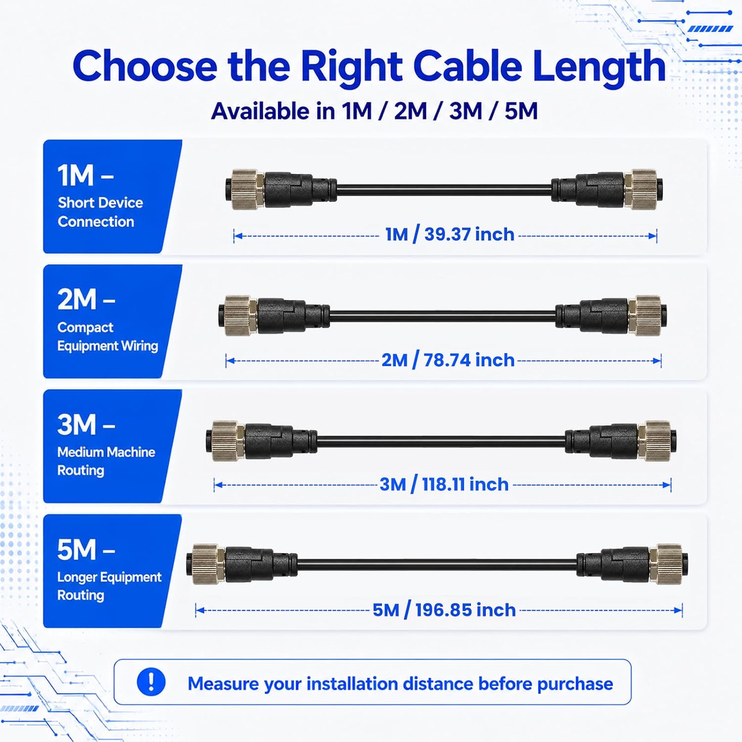 M12 4 Pin Female to Female Cable, A-Coded Sensor Extension Cable, 3M | IP67 Rated 22AWG 250V 4A Connector Cable for Industrial Automation, Sensors, Actuators, Machinery and Control Cabinet Wiring