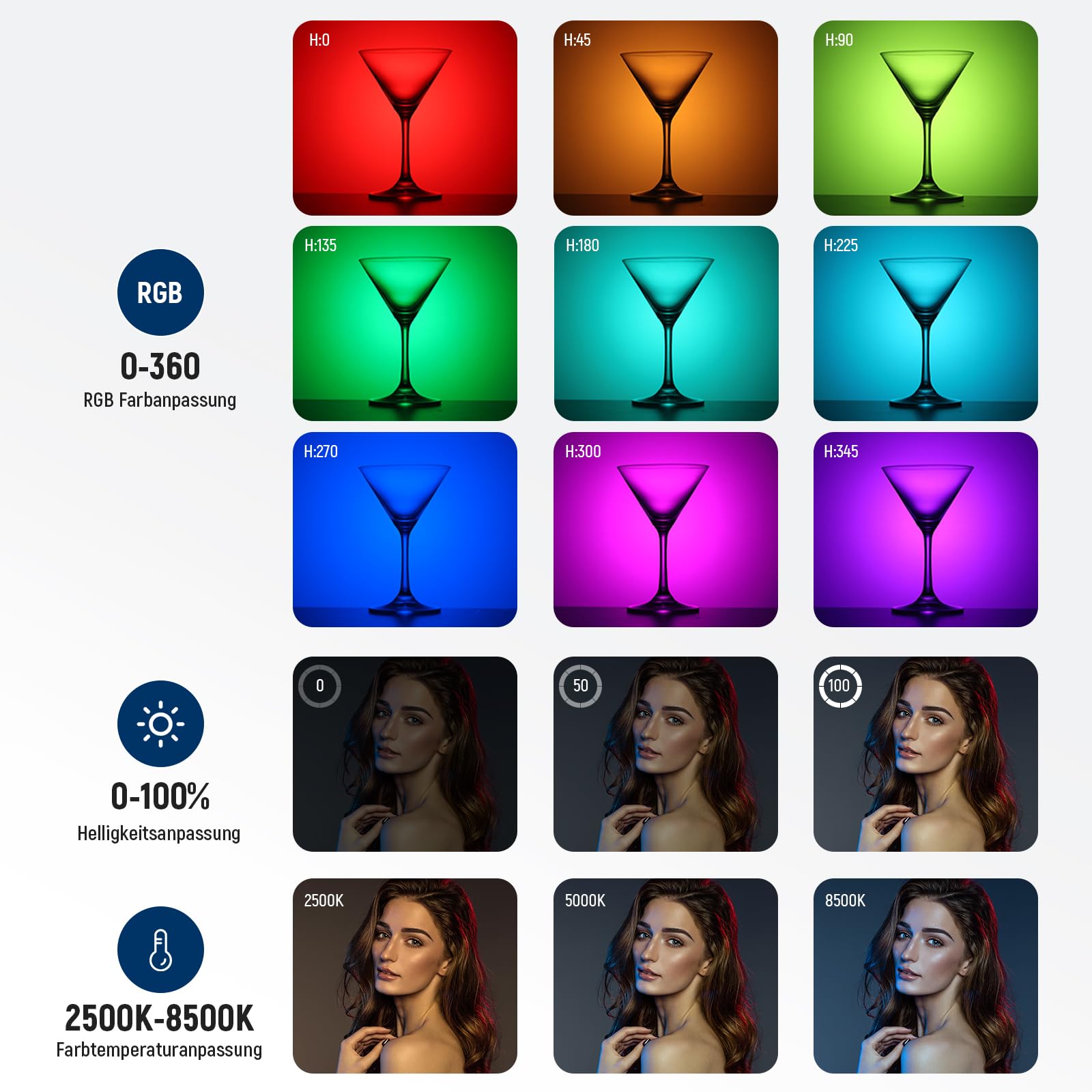 RGB61 Videoleuchte Magnetic RGB Videolicht 6W tragbares kleines LED Kameralicht mit 360° Vollfarbe 2500K-8500K CRI97+ 20 Szenen 2000mAh Akku Cold Shoes Videoaufzeichnung Fotografie Selfie Licht