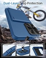 Vista 5 de for Samsung Galaxy S25 FE Case with Card Holder, Built-in Stand & Camera Lens Cover, Shockproof Rugged Silicone Raised Edge Protective Wallet Phone