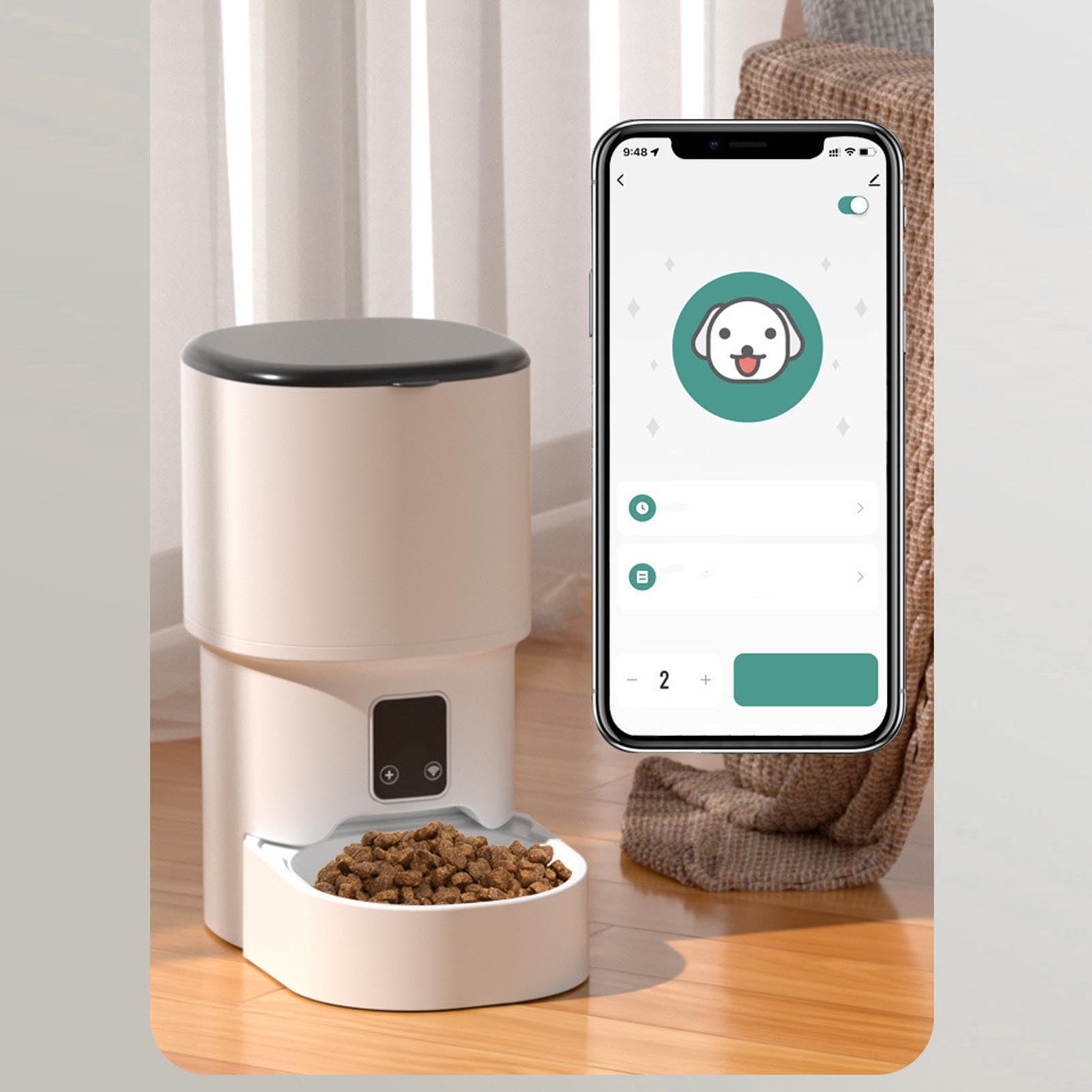 Mangeoire Intelligente pour Animaux de Compagnie, Distributeur de Nourriture pour Chat WiFi avec Contrôle par Application, Double Alimentation, Horaires d'alimentation Prédéfinis,