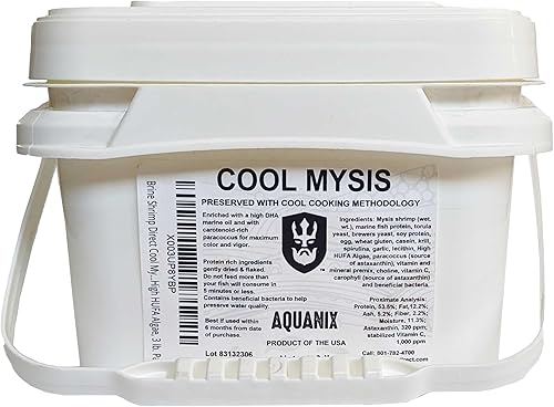 Brine Shrimp Direct Cool Mysis Tropical Fish Flake enriquecido con algas altas en HUFA, cubo de 3 libras