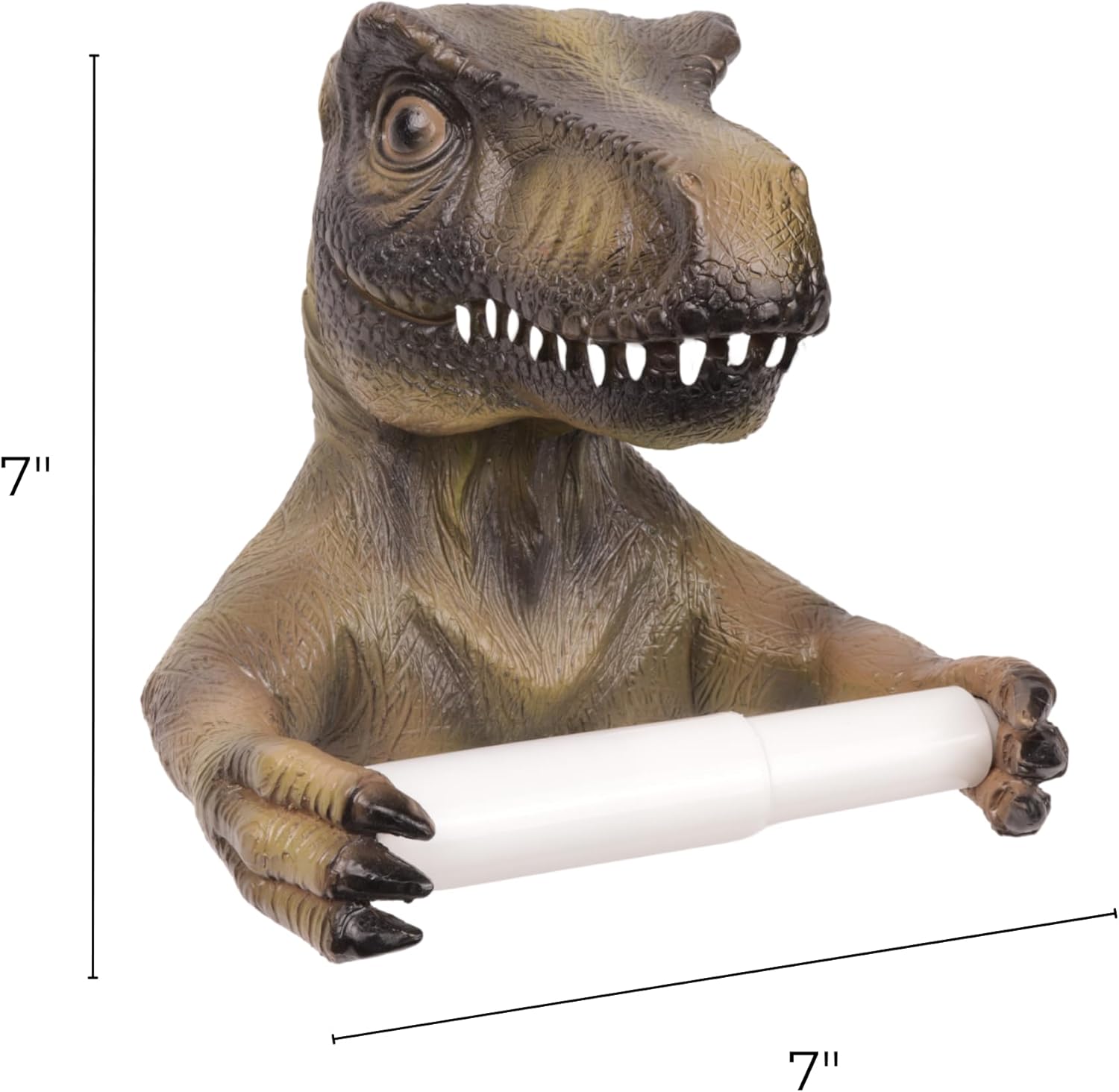 Needzo Dinosaur Toilet Paper Holder Wall Mount, Novelty T Rex Bathroom Accessory, 7x7x5 Inches