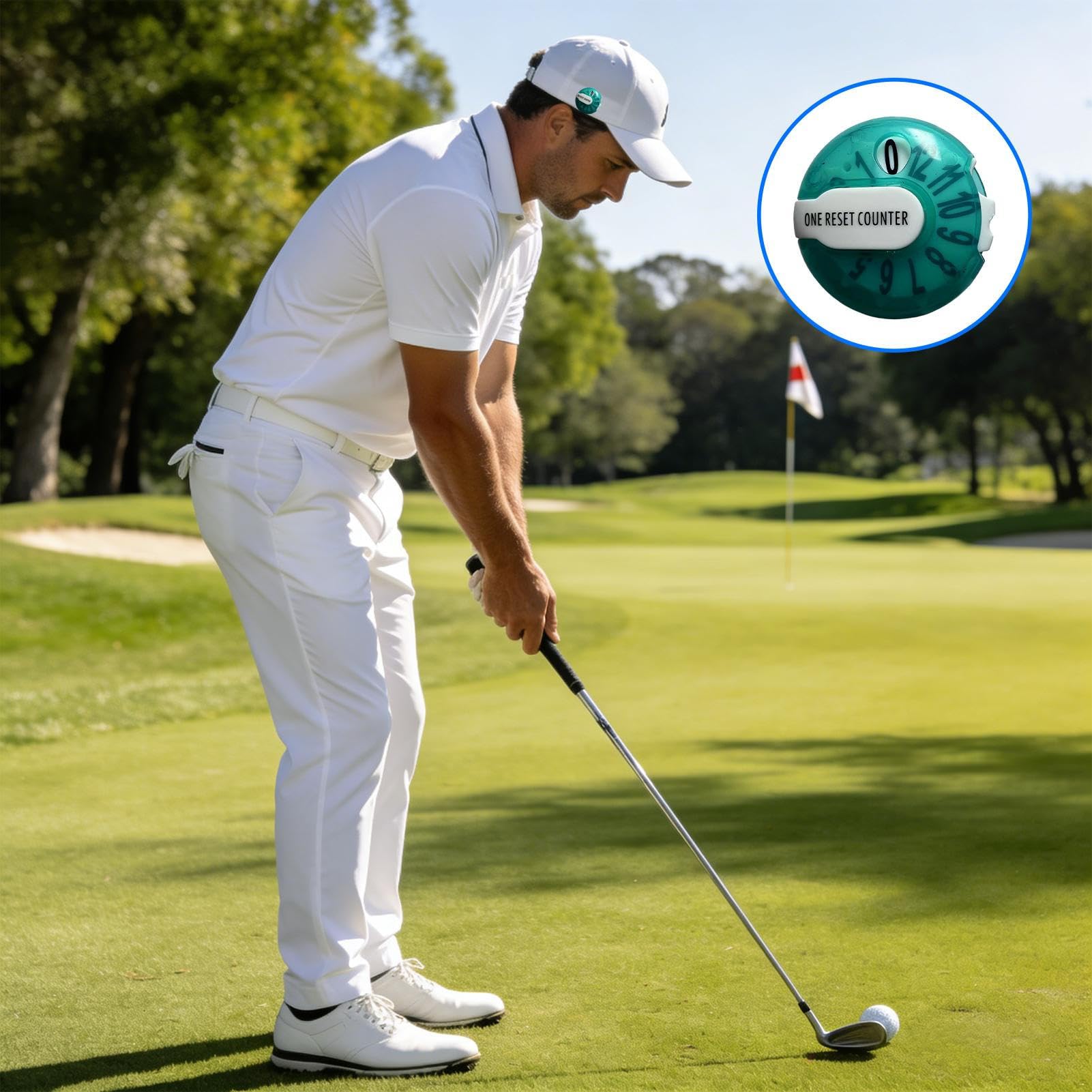 Contador de golf ABS portátil reinicio a cero de un giro Score Keeper para golfistas