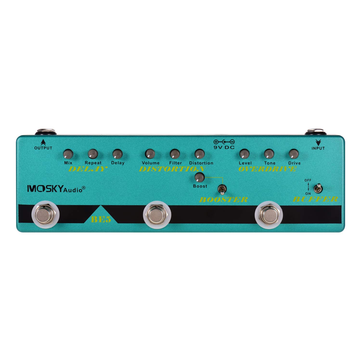 Btuty 5 w 1 gitara z wieloma efektami opóźnienie pedału + zniekształcenia + overdrive + wzmacniacz + bufor w pełni metalowa obudowa z True Bypass
