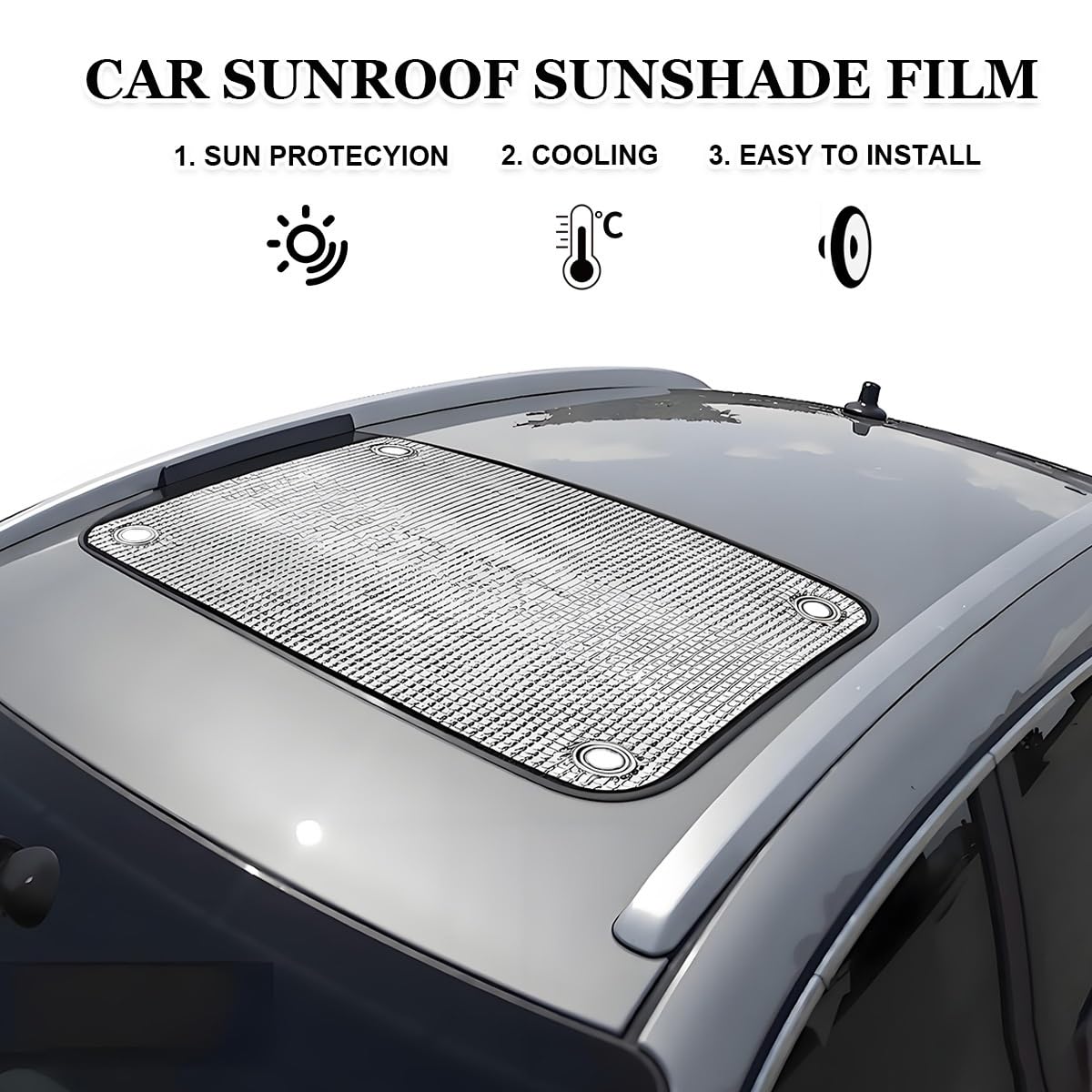 Film Isolation Fenêtres, Film Protection Solaire Regard, Panneau Thermique Anti Regard, Rideau Occultant avec Ventouse sans Perçage pour Camping-Car, Toit Ouvrant, Véranda(130x250cm)