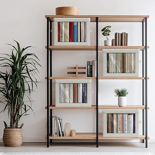 Miniatura 7 de Contenedores de almacenamiento plegables grandes con tapas, paquete de 3 cajas de almacenamiento plegables transparentes con asas, cubos de