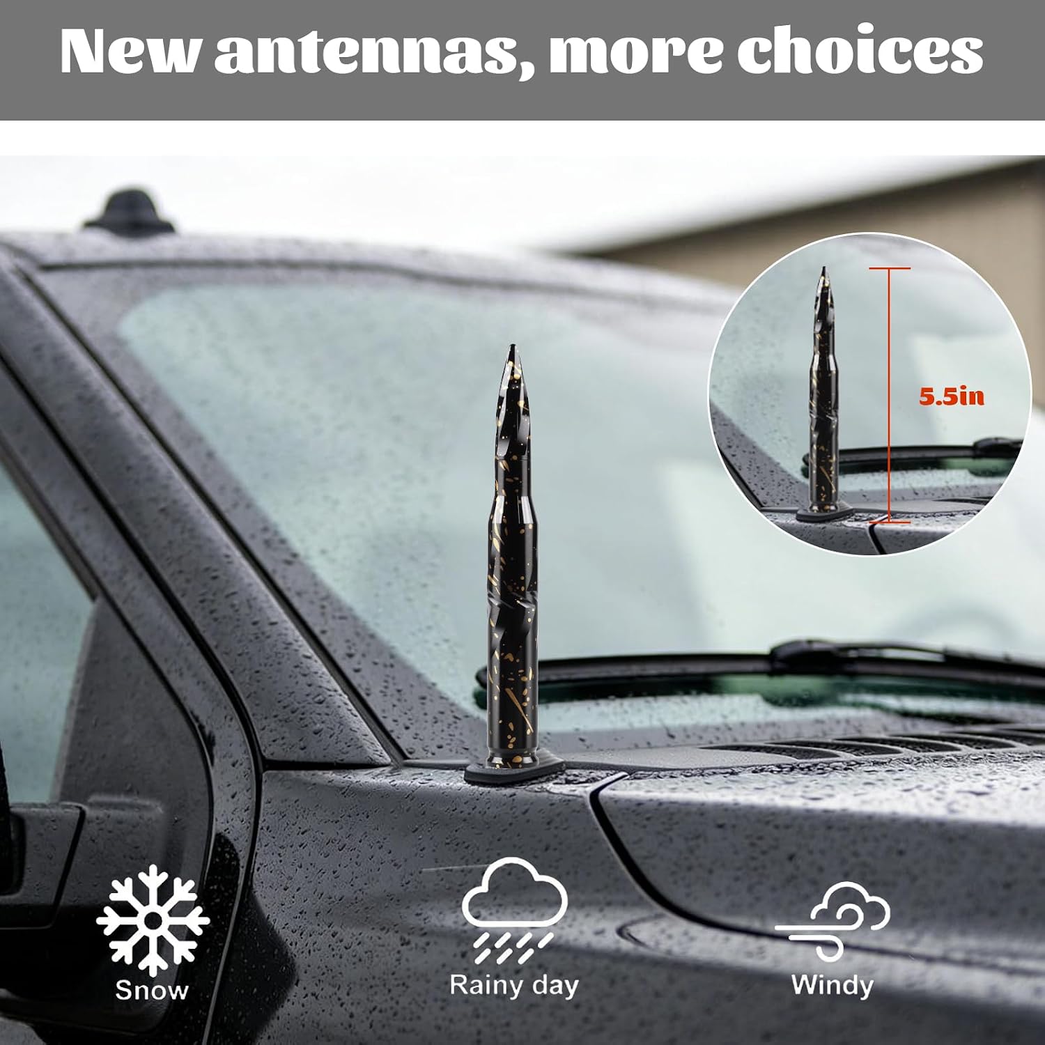 Famobay Stubby Bullet Antenna Car Truck Antenna Chevy Silverado & GMC Sierra Trucks Heavy Duty Pickup Trucks Accessories（5.5inch Iridescent Color）