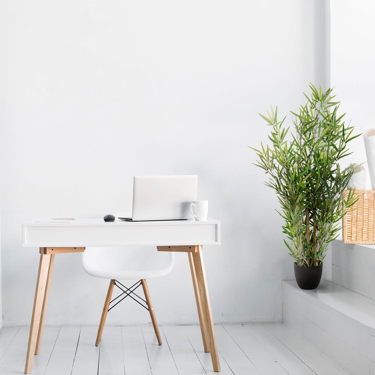 hjh OFFICE Planta Artificial Mini Bamboo Altura 100 cm Árbol de Bambú Artificial Verde Deco Planta de Interior Artificial, 871005