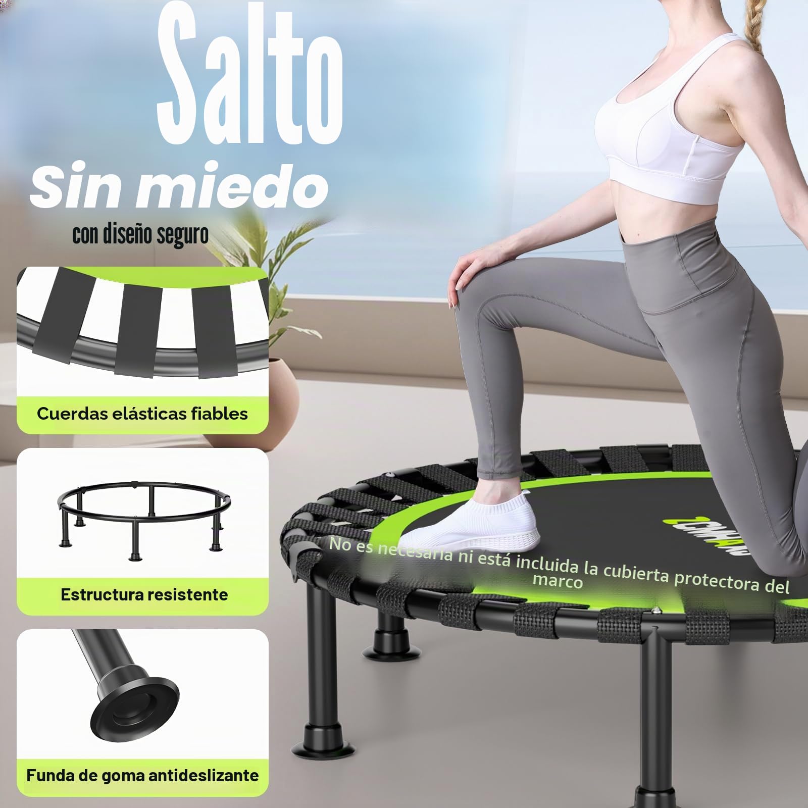 ZCMHAXJ Mini trampolín plegable, 40 pulgadas/48 pulgadas, trampolín de rebote para adultos, capacidad de 440 libras, trampolín de ejercicio en interiores, trampolín de entrenamiento de fitness para
