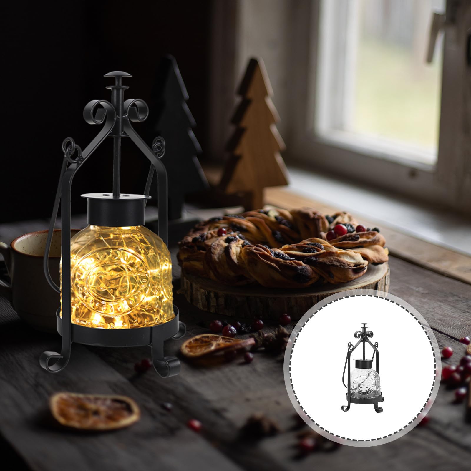 VALICLUD Kerzenhalter aus Glas und Eisen Vintage Öllampen Design Schwarz für Esstisch und Thanksgiving Romantische Wohnraumdekoration