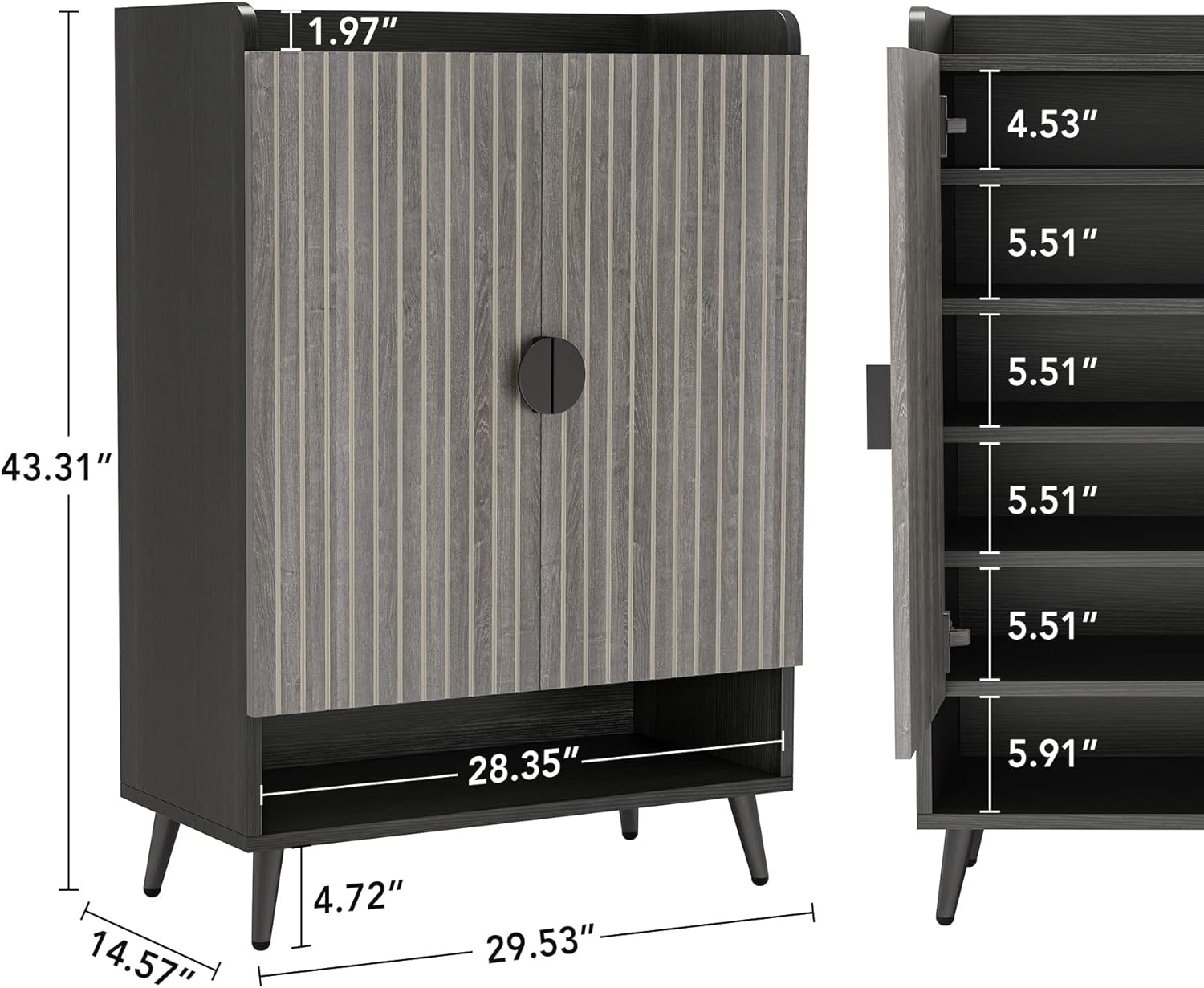 Detailed dimensions of the Tribesigns Shoe Cabinet