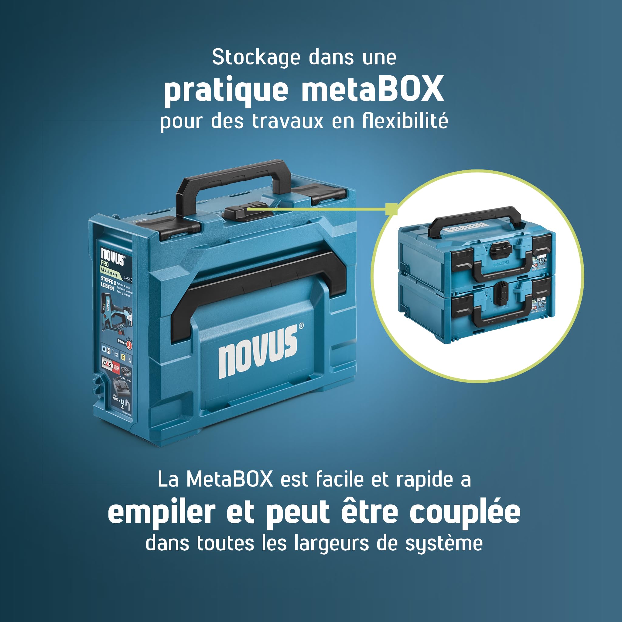 NOVUS TOOLS Agrafeuse sans fil professionnelle J-551 Kit avec 25000 agrafes
