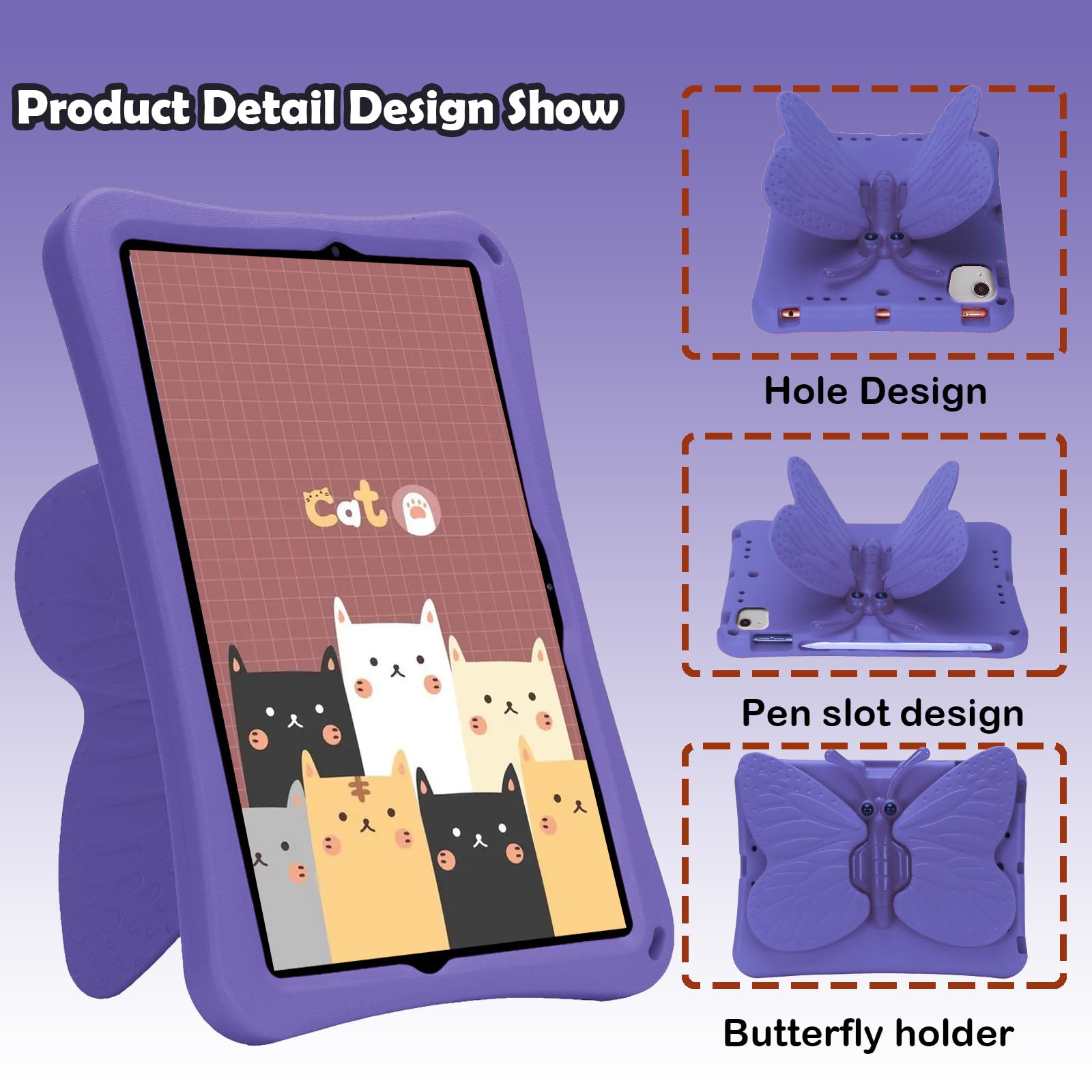 Apple IPad 10th Gen 10.9 2022 Kids Case, Butterfly Stand, Shockproof, Toddler Cover, Rose - View #10