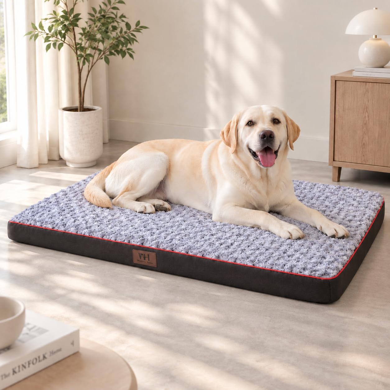 WESTERN HOME WH Cama Grande para Perros Grandes, Jumbo, Medianos, Cama Ortopédica para Mascotas Colchón Impermeable con Cubierta Lavable Extraíble, Cama Gruesa para Perros De Espuma De Cajón