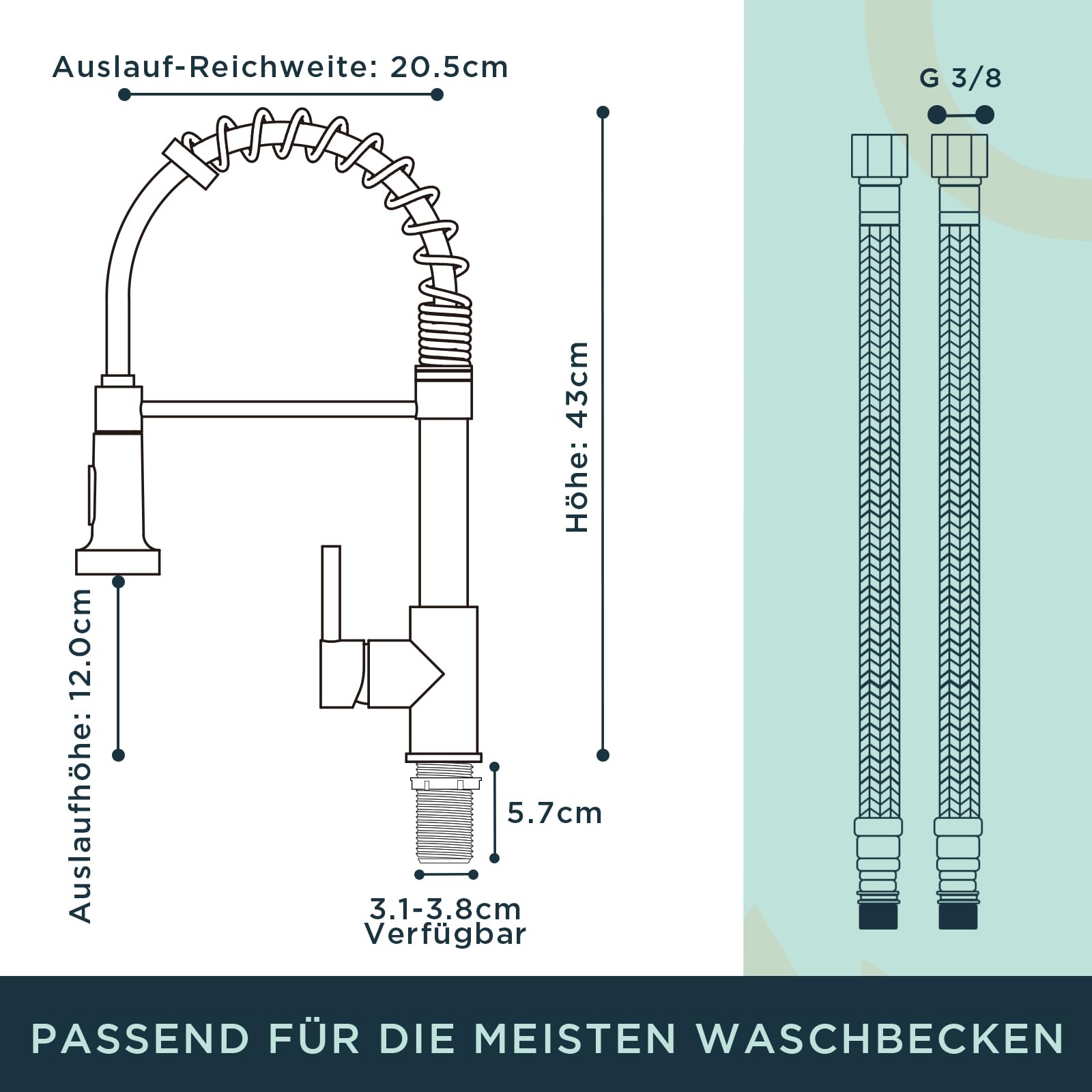 FORIOUS Wasserhahn Küche, Hoher Bogen Hochdruck Küchenarmatur mit Herunterziehen Brause Armatur, Mischbatterie Spültischarmatur Küchenarmaturen, 360° Schwenkbar Zwei Sprühfunktionen, Edelstahl