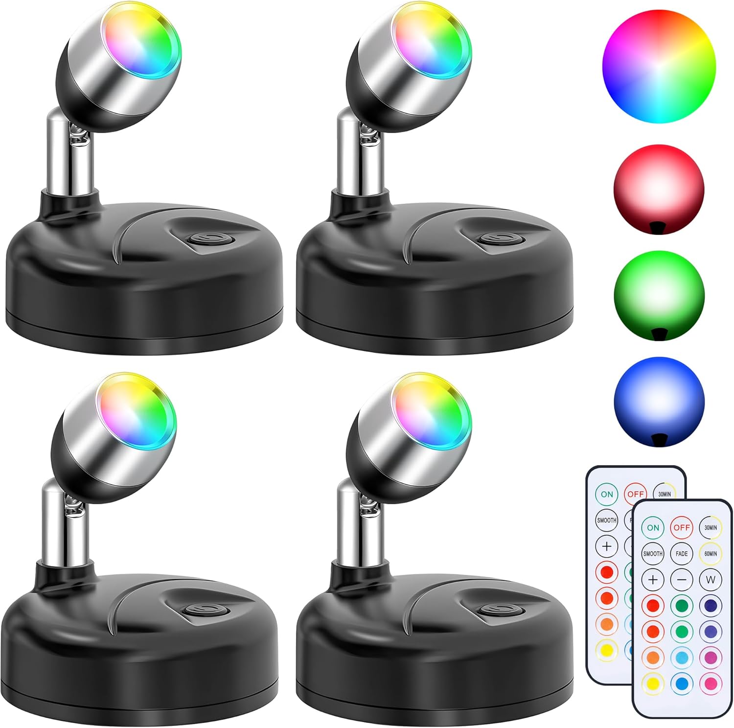 Wi-fi RGBW Spot Lights Indoor Decor, 4 Pack Flooring Uplighting Indoor, 13 Coloration Altering Tree Mild, Image Mild with Distant and Timer, Accent Lights for Plant Christmas Vacation Social gathering