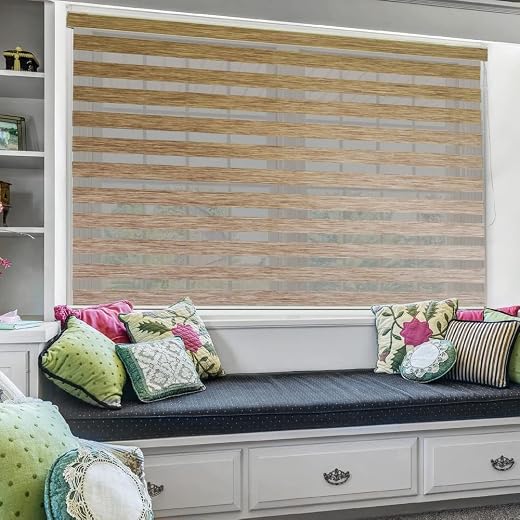 Zebra Blinds Polyester Beige Corded Windows Door Home Decor Combi Curtain_W70xH130
