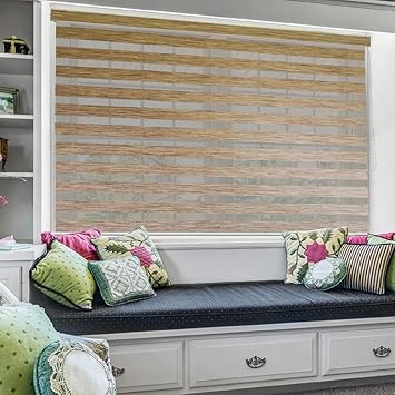 ZEBRA BLINDS Polyester Curtain for Windows (90 x 150 cm, Beige)