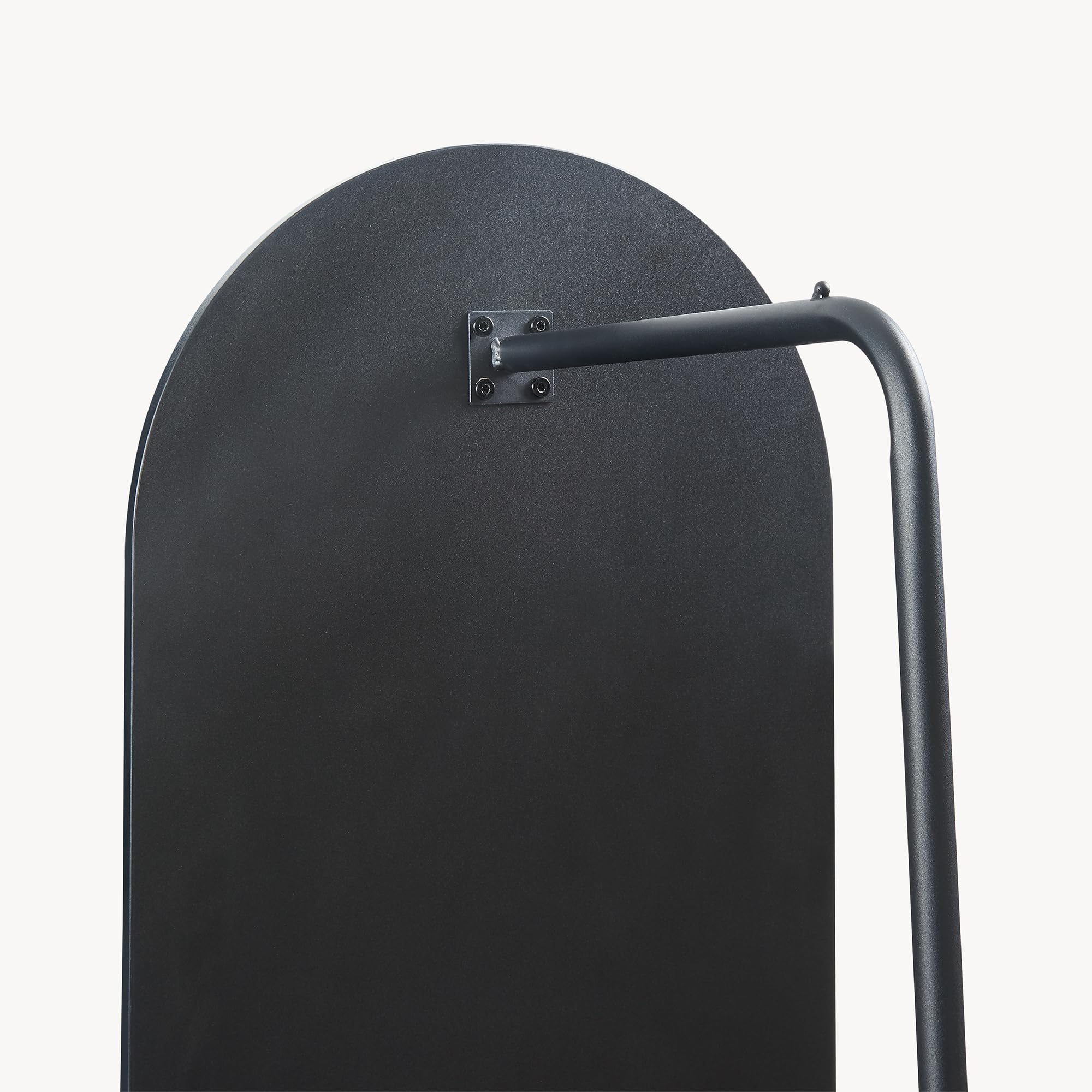 [en.casa] Espejo de Pie con Perchero Kuonta Mueble de Salón y Espejo Arqueado de Cuerpo Entero 2 en 1 con Compartimento y Barra para Colgar Dormitorio Vestidor Entrada Metal 165 x 40 x 51 cm - Negro