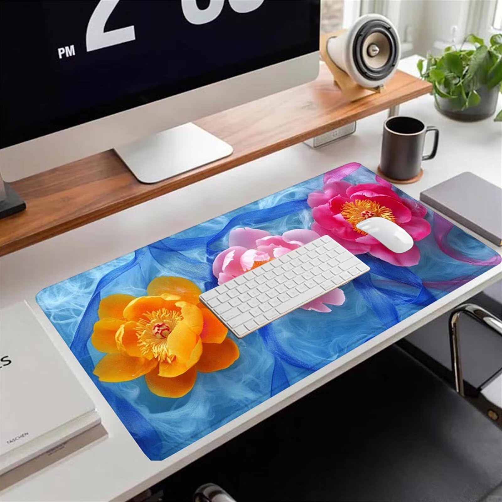 Gamingowa podkładka pod mysz 1200 x 600 x 3 mm, XXL, wodoszczelna, odporna na ścieranie, z przyszytymi krawędziami, niebieska, podkładka na biurko, poprawia prędkość i precyzję pod laptopa, komputer