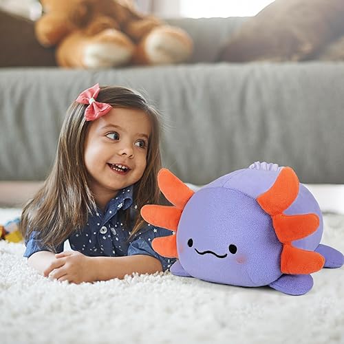 Miniatura 4 de Ditucu Linda almohada de peluche de ajolote suave de salamandra, juguetes de peluche kawaii, regalos para niños, morado, 7.8 pulgadas