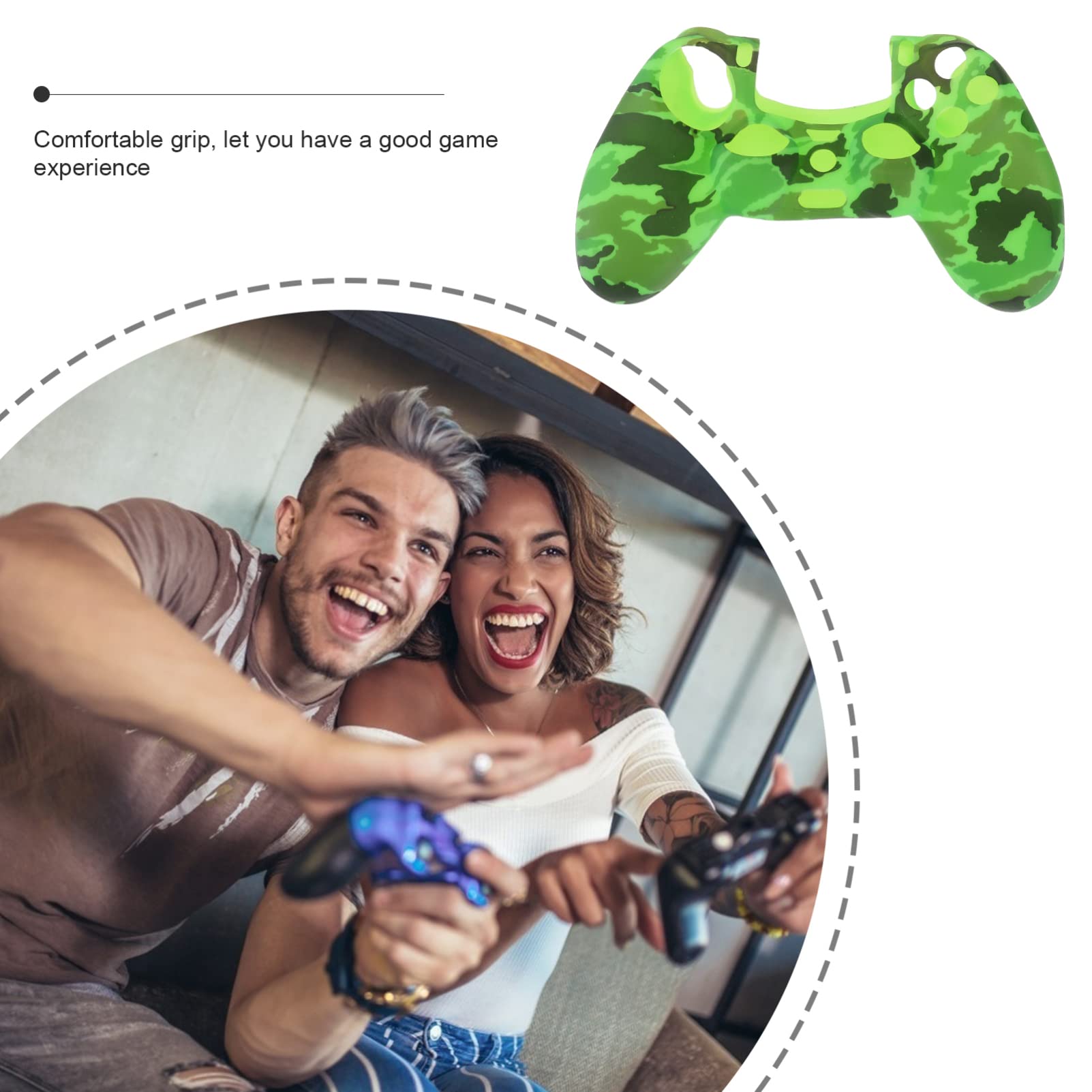 VORCOOL Silikon Schutzhülle Gehäuse für PS4 Controller (Camouflage Grün)