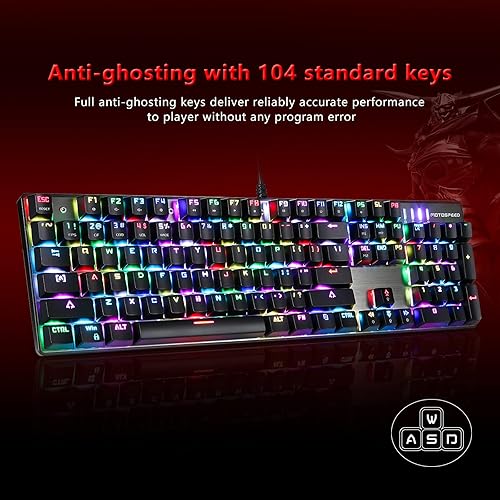 Miniatura 2 de MOTOSPEED CK104 Teclado mecánico para juegos con retroiluminación LED RGB, teclado mecánico de intercambio en caliente de 104 teclas con base de