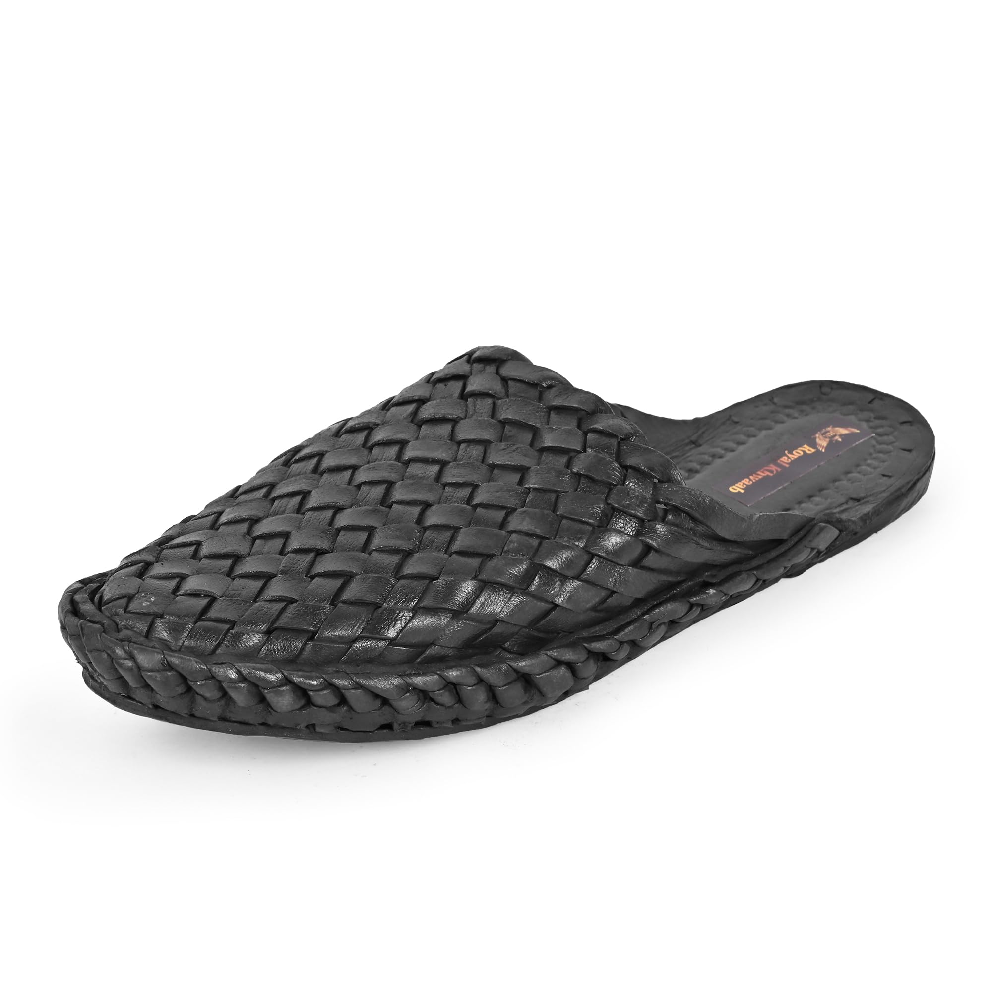Royal Khwaab Men's Leather Pull-On Kolhapuri Chappal Brown