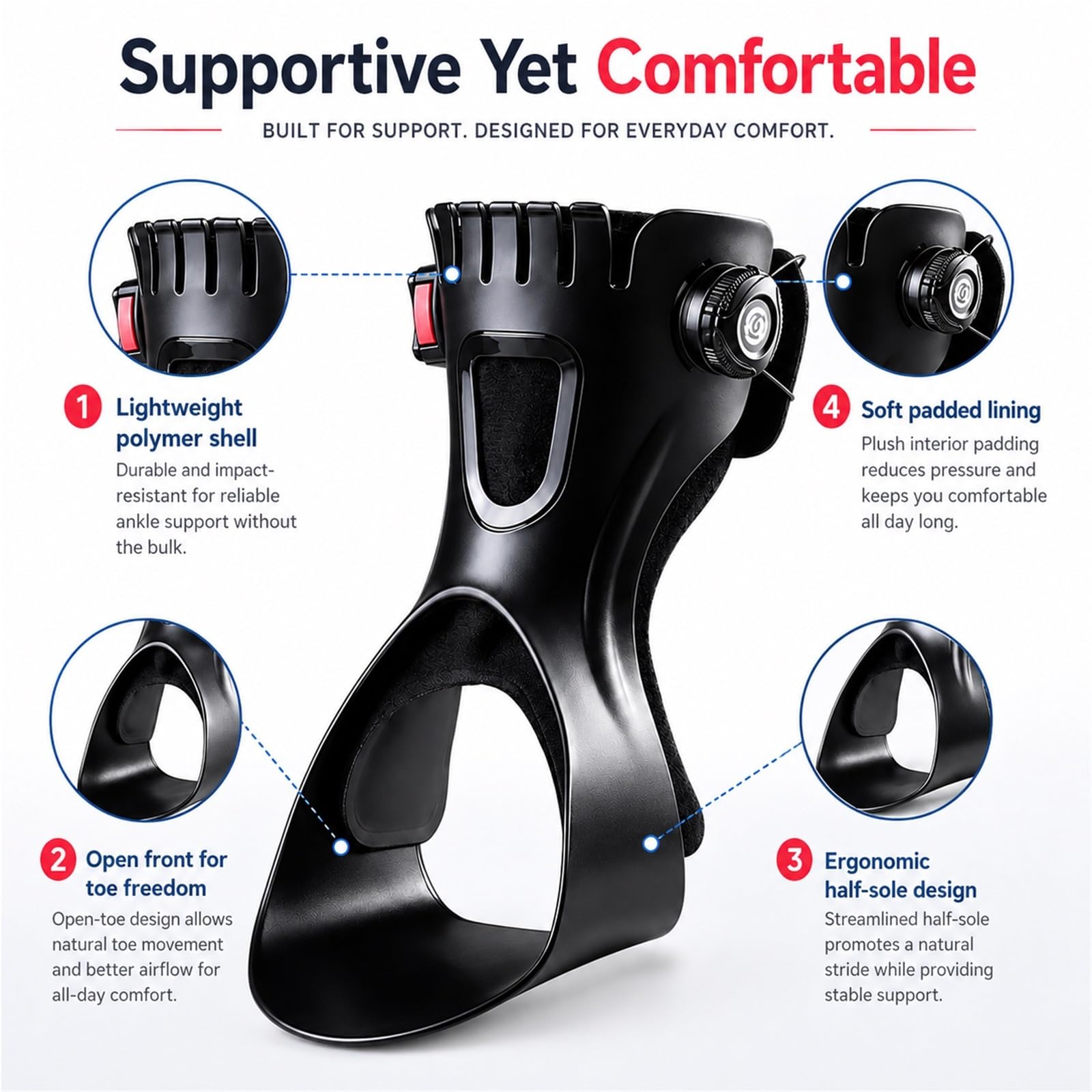 Férula para Pie Caído con Airbag Ortesis de Tobillo Transpirable Soporte Pie Equino Ajustable para Caminar con Zapatos para Hombre y Mujer Entrenamiento Talla Única(Izquierda,L)