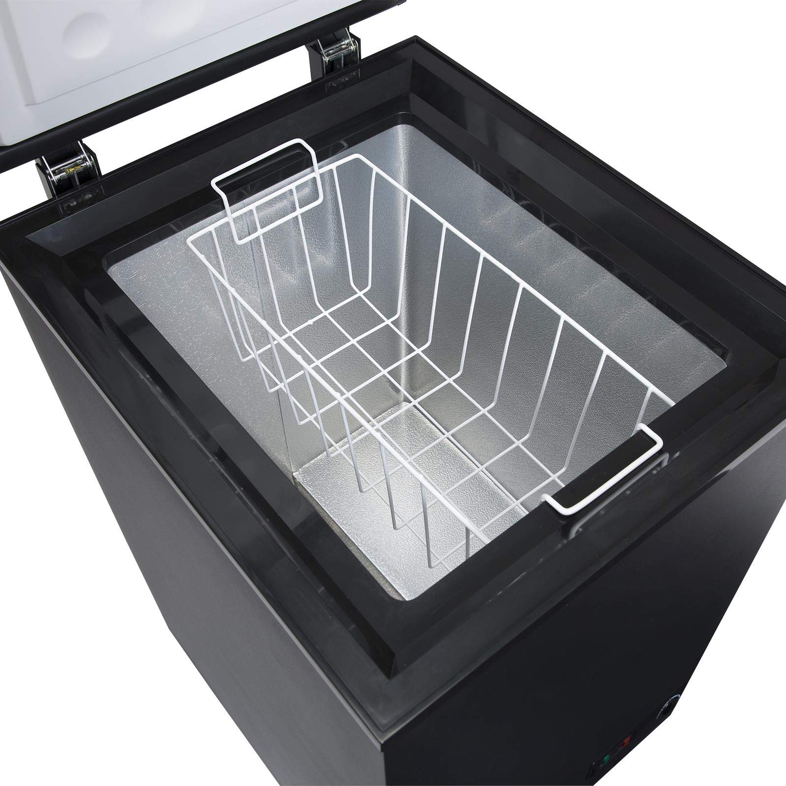 SIA CHF100BL Black Chest Freezer with Removable Wire Basket, 80L Freestanding Freezer, 48cm Wide, Adjustable Temperature Control, E Rated, 2 Years Parts And Labour Guarantee — view 8