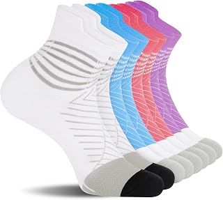 Men Women Graduated Compression Socks, 4 Pairs Plant Band Socks, Ankle Support Running Socks, Running Socks, Anti-Blister Sport Compression Socks with Cushion, 38.5-42
