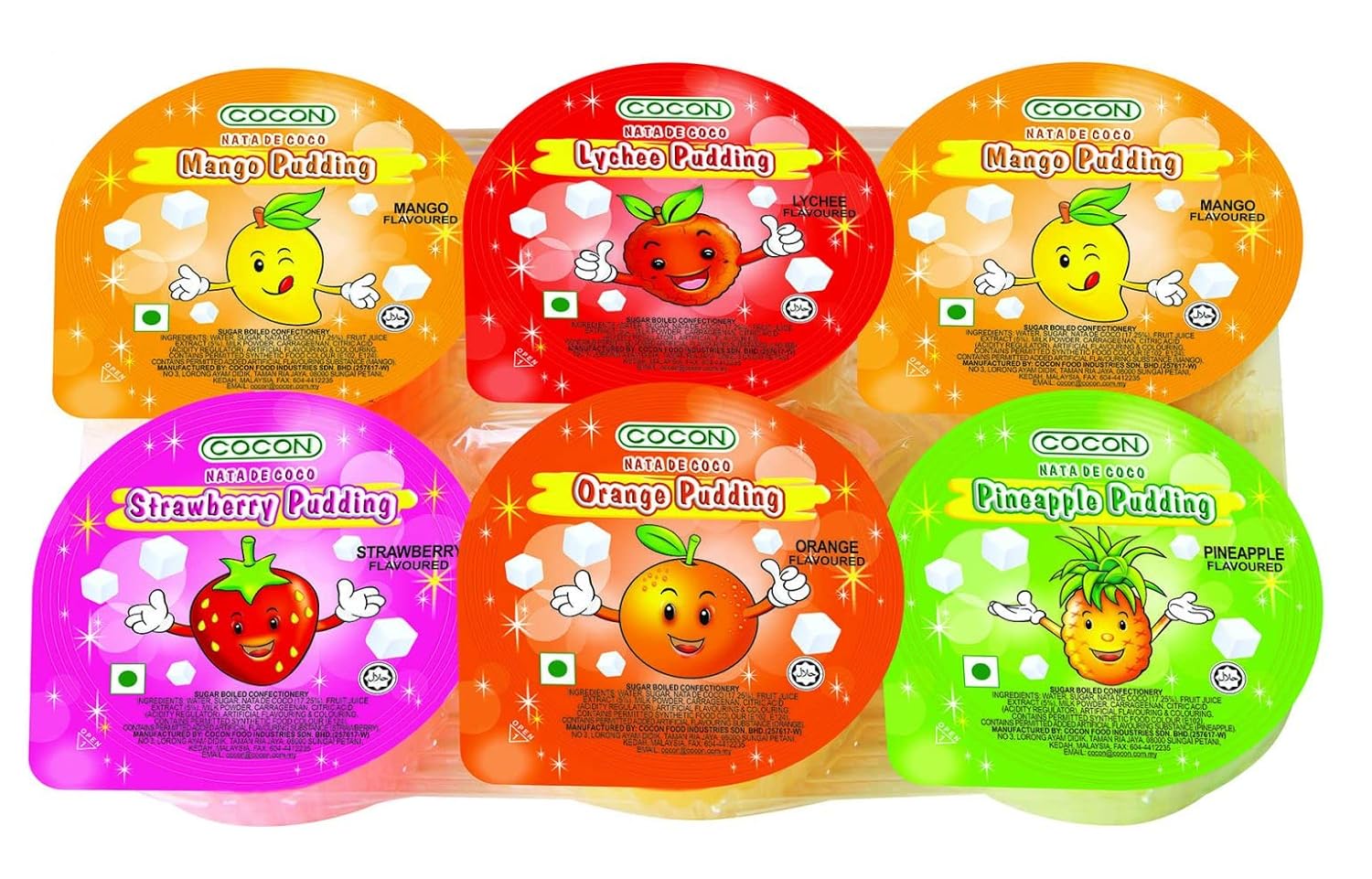 Cocon Nata De Coco Fruit Pudding 708g (Pineapple,Lychee,Orange