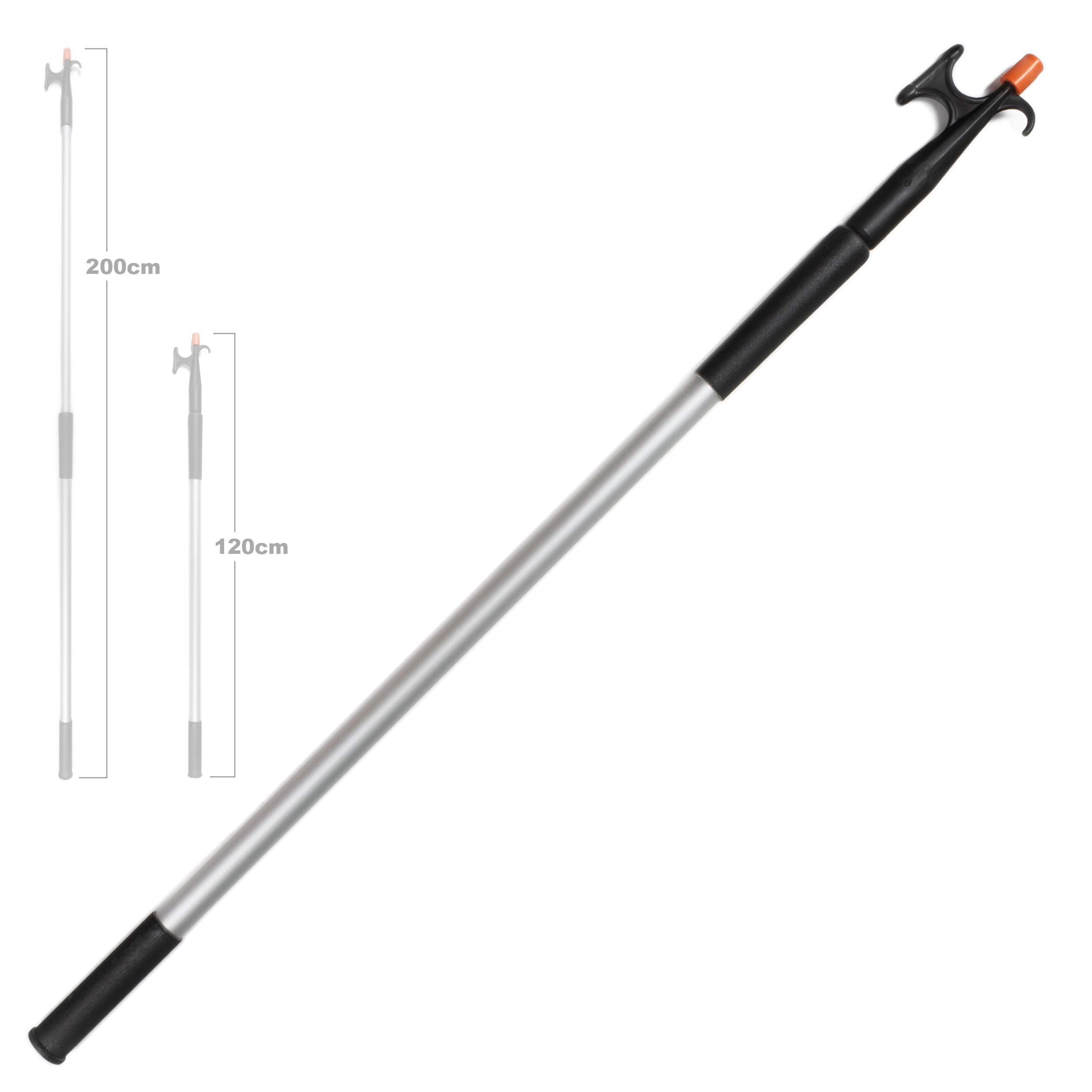 Profi Teleskop Bootshaken | 120 bis 200 cm teleskopierbar | schwimmfähig | Aluminium | mit spezieller Softspitze | ausziehbar | arretierbar